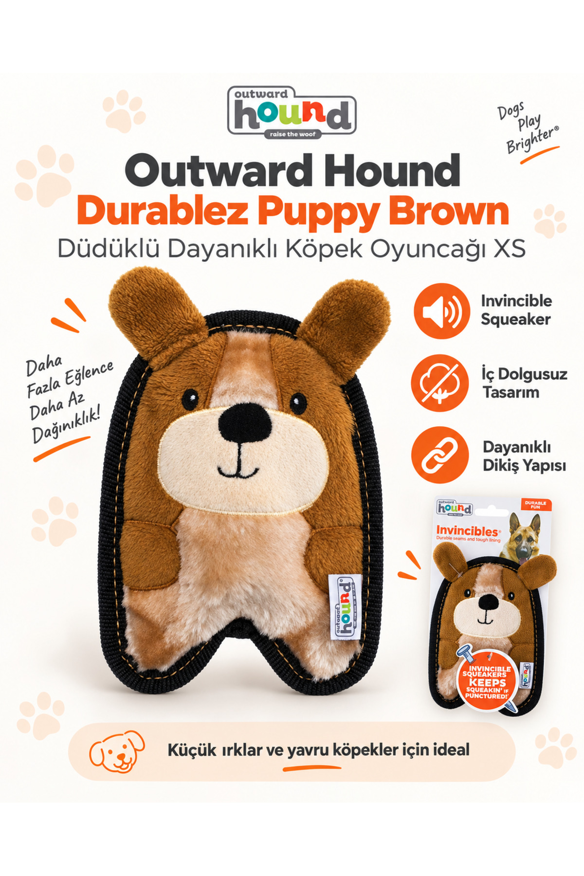 اسباب‌بازی سگ آوت‌وارد هاوند Outward Hound، سری Invincibles Puppy، سایز XS، صدادار و بادوام