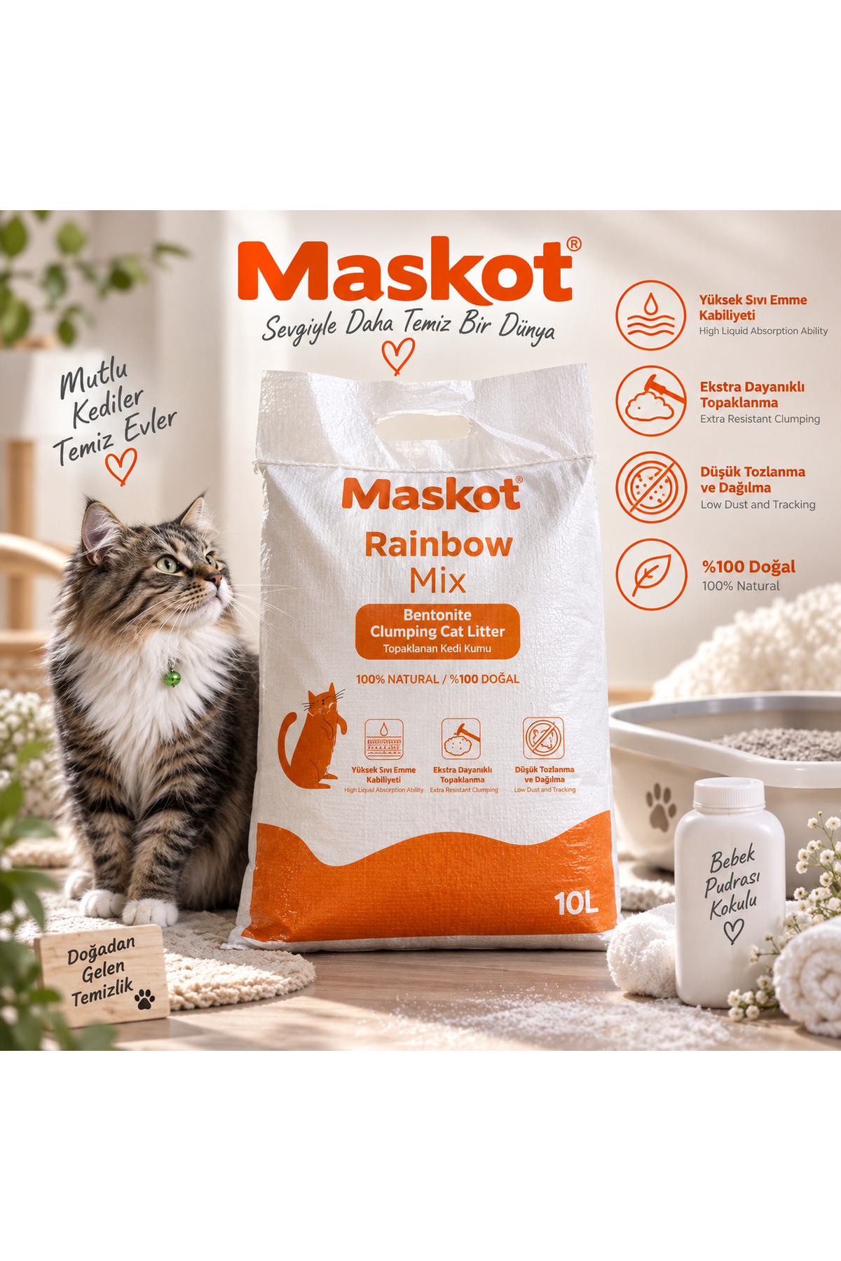 خاک گربه بنتونیتی معطر ۱۰ لیتری ماسکوت Maskot