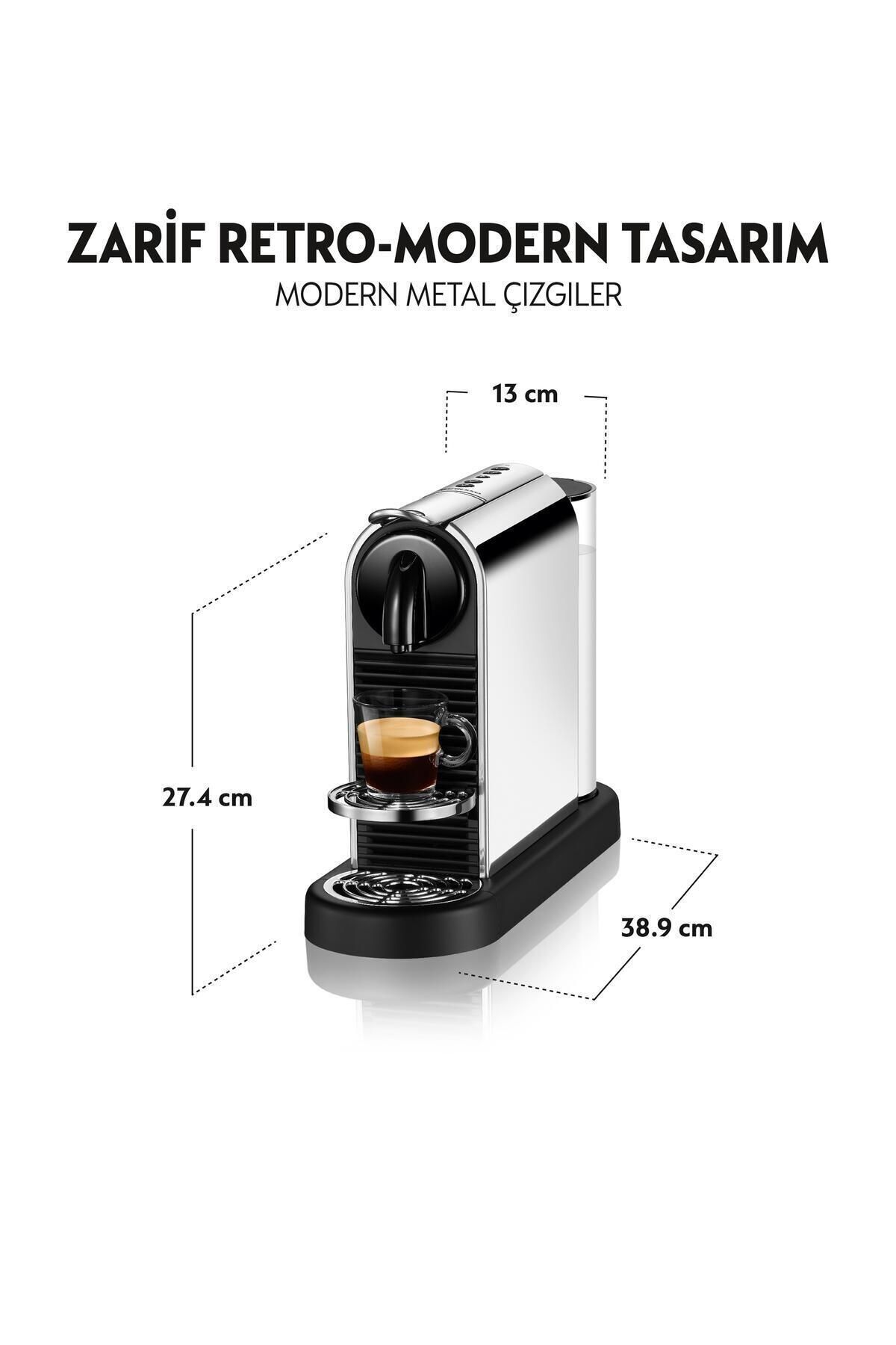 دستگاه اسپرسو و کاپوچینو قهوه ساز کپسول فولادی ضد زنگ D140 CITIZ PLATINUM اورجینال Nespresso
