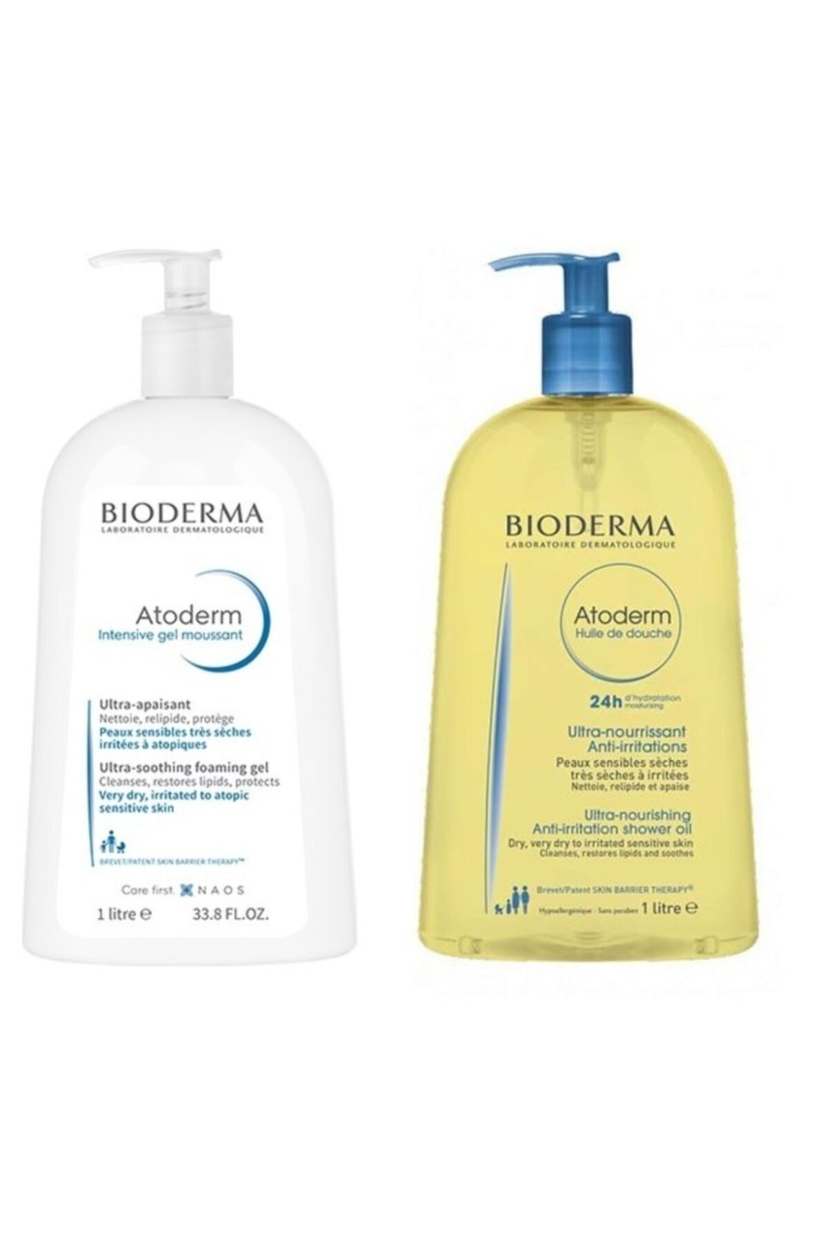 Bioderma ژل فومی حوله‌ای مرطوب‌کننده و روغن حمام آتودرم 1000 میلی‌لیتر