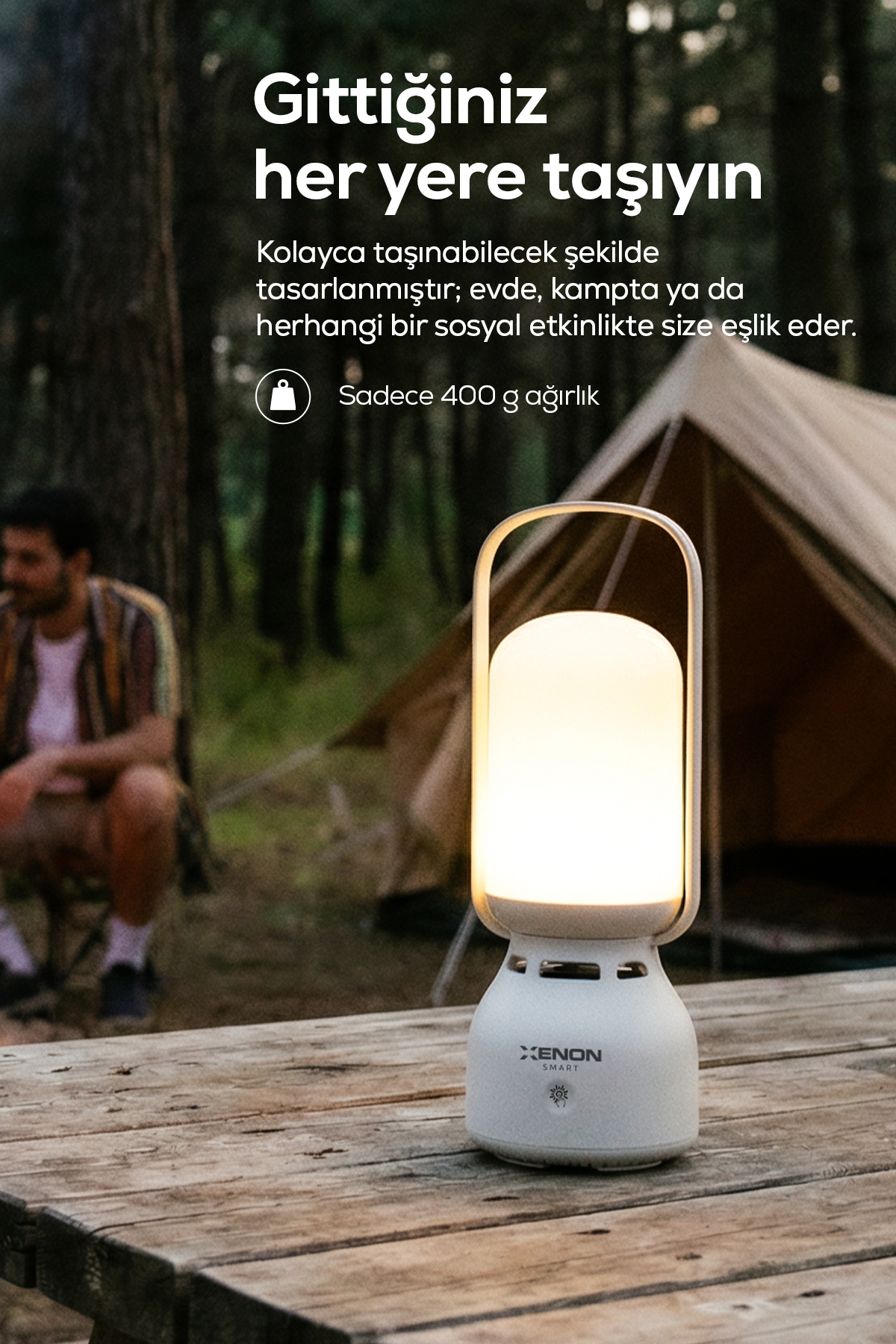 اسپیکر بلوتوثی چراغ‌دار زنون اسمارت Xenon Smart، شارژی ۱۸۰۰ میلی‌آمپرساعت، سفید