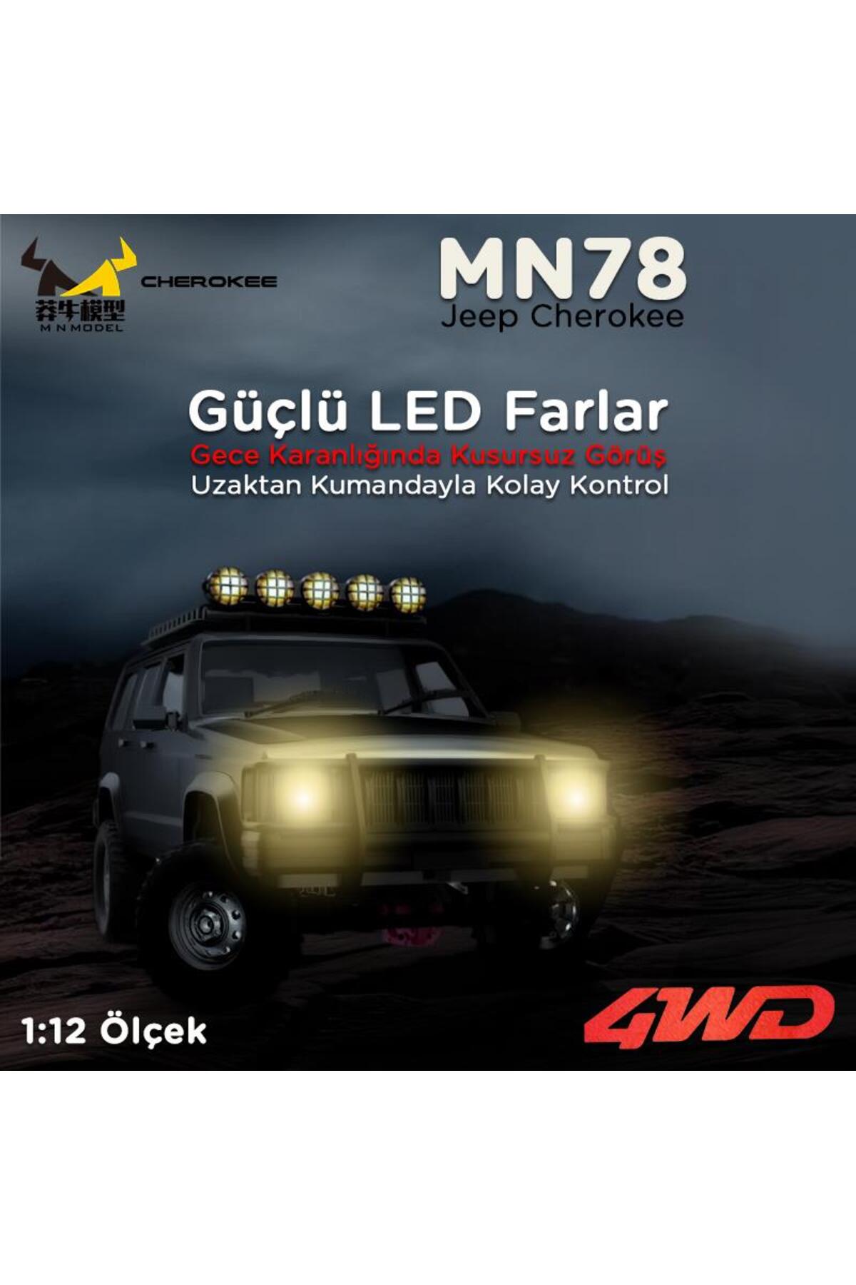 MN78 1 12 JEEP CHEROKEE 4X4 RC مدل CRAWLER کامیون آفرود کنترل از راه دور ماشین RTRGILVER ترکیه MN Model