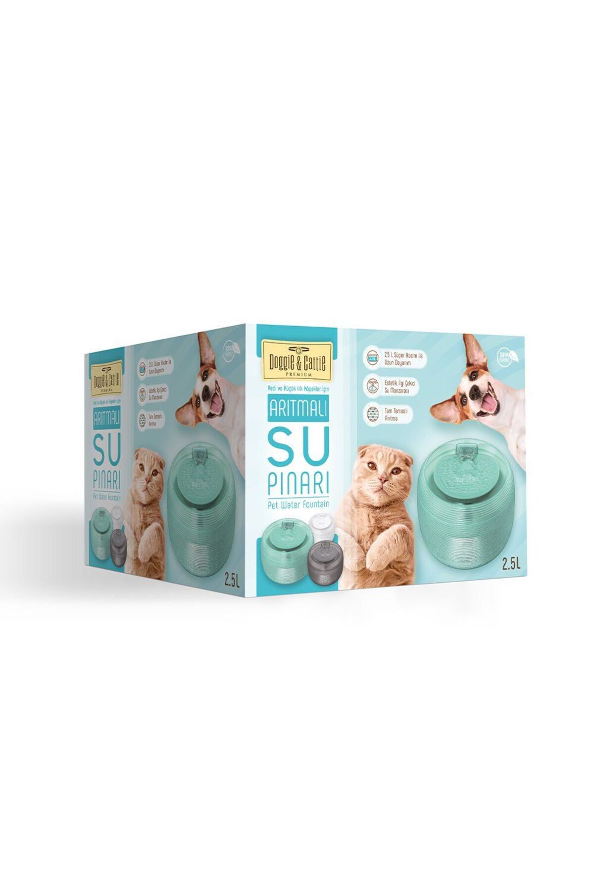 آبخوری آب‌نمای گربه و سگ کلاسیک ۲٫۵ لیتر سفید 2,5 L