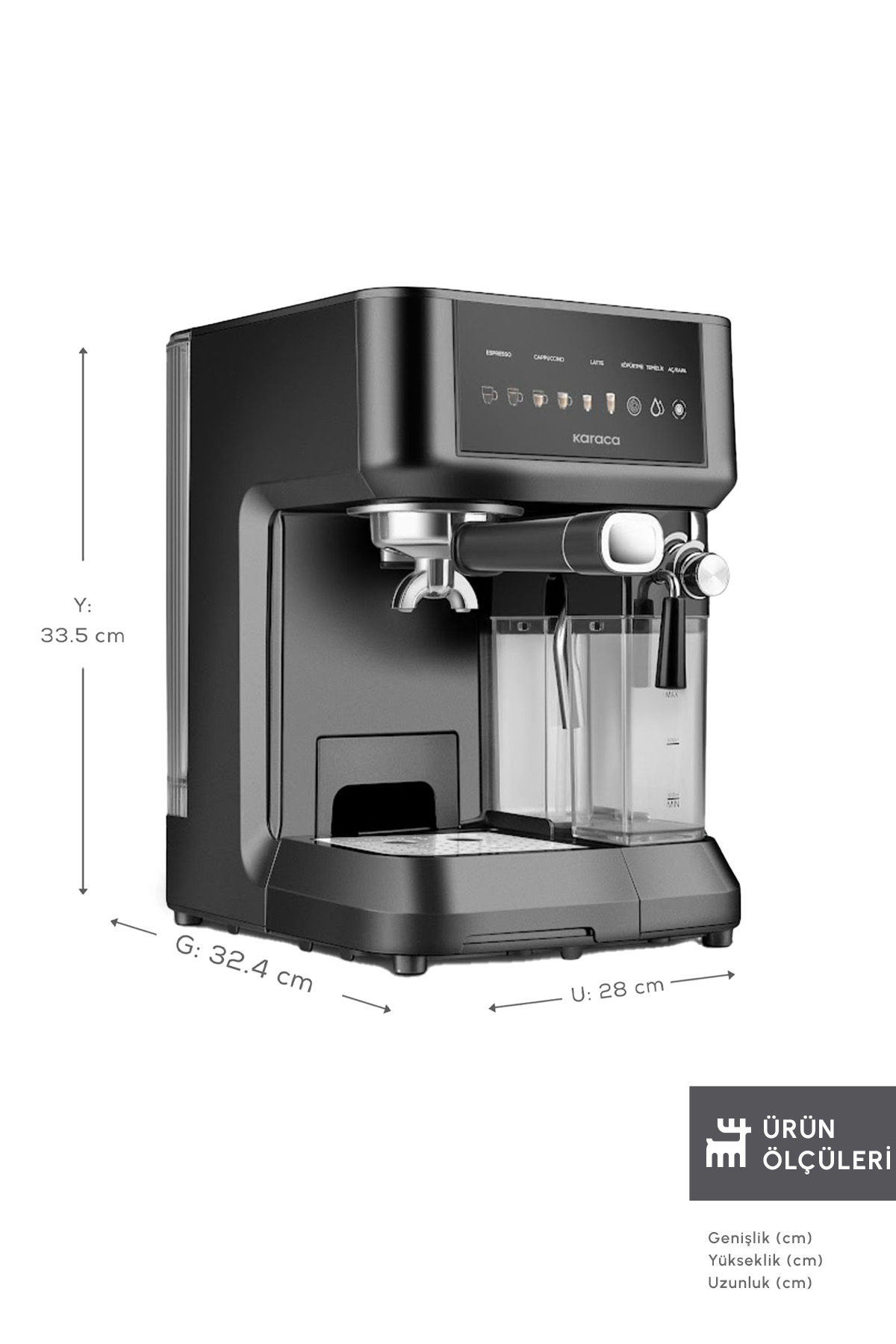 دستگاه اسپرسو و کاپوچینو لاته ساز اتوماتیک MYCAFFE BARISTA S10 با مخزن شیر یکپارچه. مات بلک اورجینال Karaca