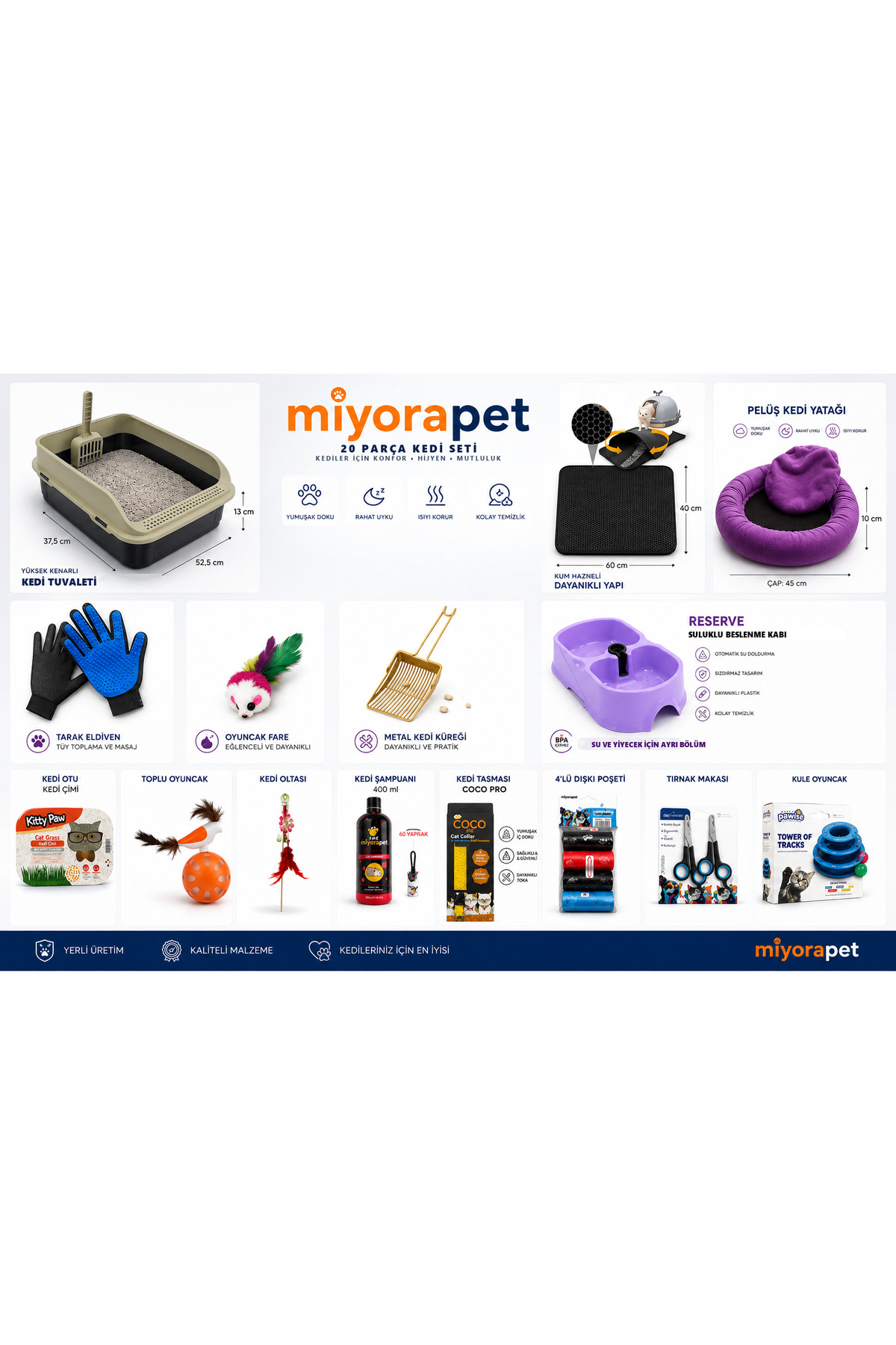 مجموعه ۲۰ پارچه مراقبت از گربه میوراپت Miyorapet بژ