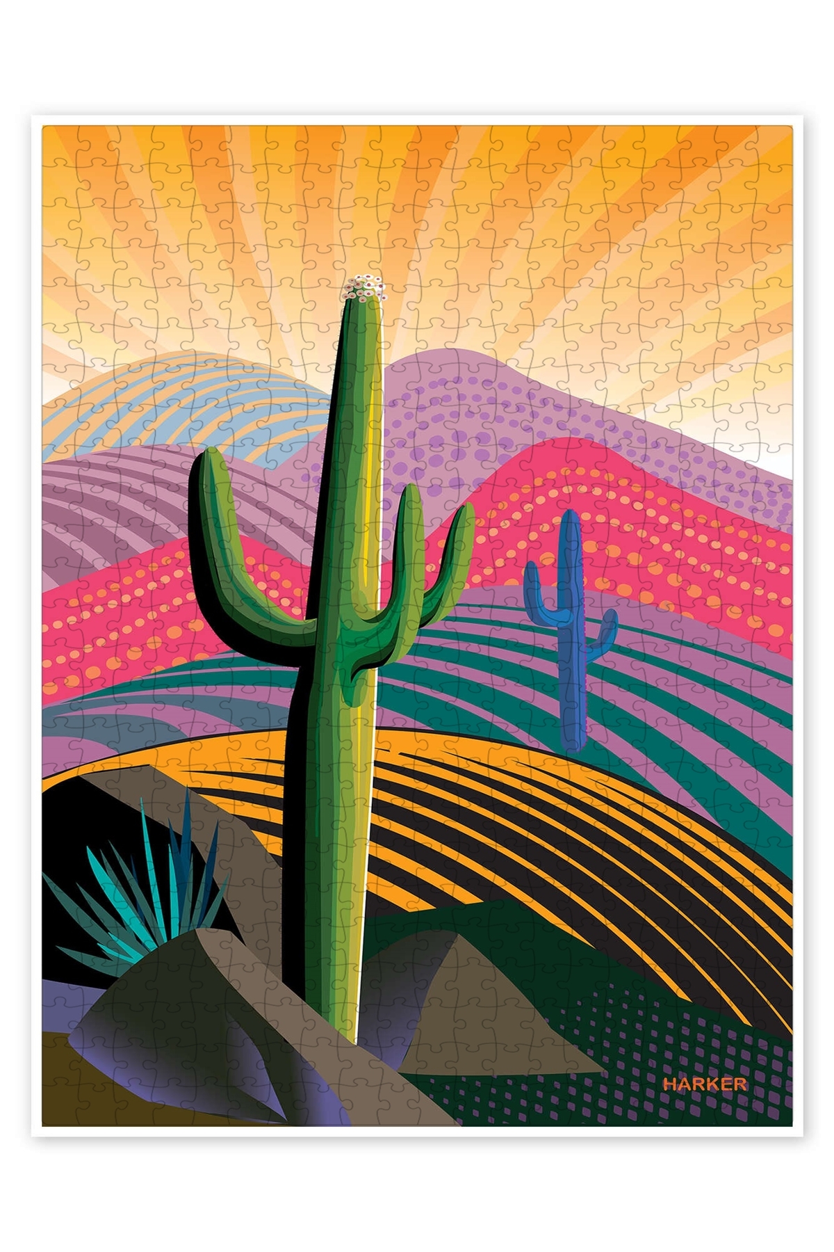 پازل اره منبت کاری مویی 500 تکه RISING SAGUARO با موضوع هنر انتزاعی غیرمتعارف از ترکیه Jeronkarji