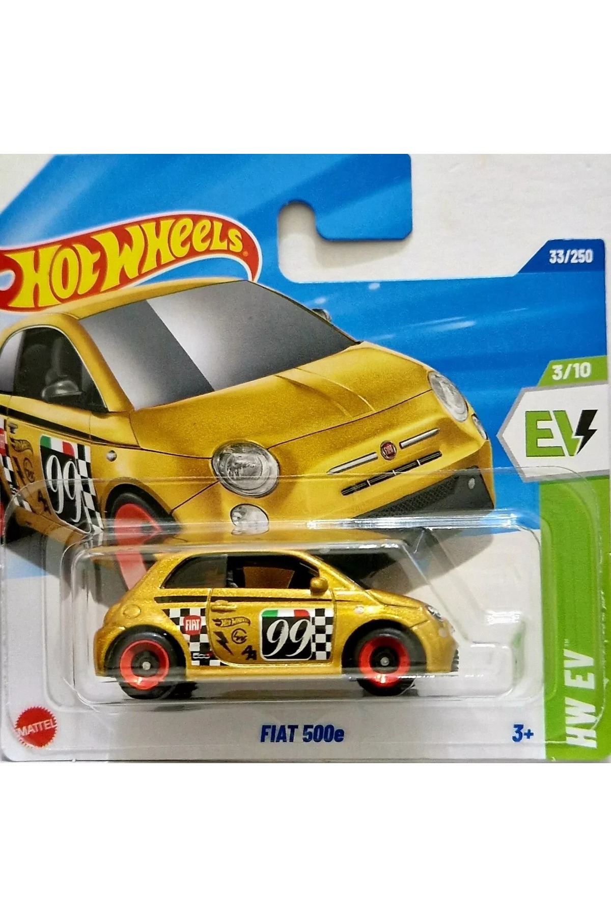 ماشین اسباب بازی 2025 SINGLE CAR FIAT 500E GOLD 3 10 هات ویلز اورجینال HOT WHEELS