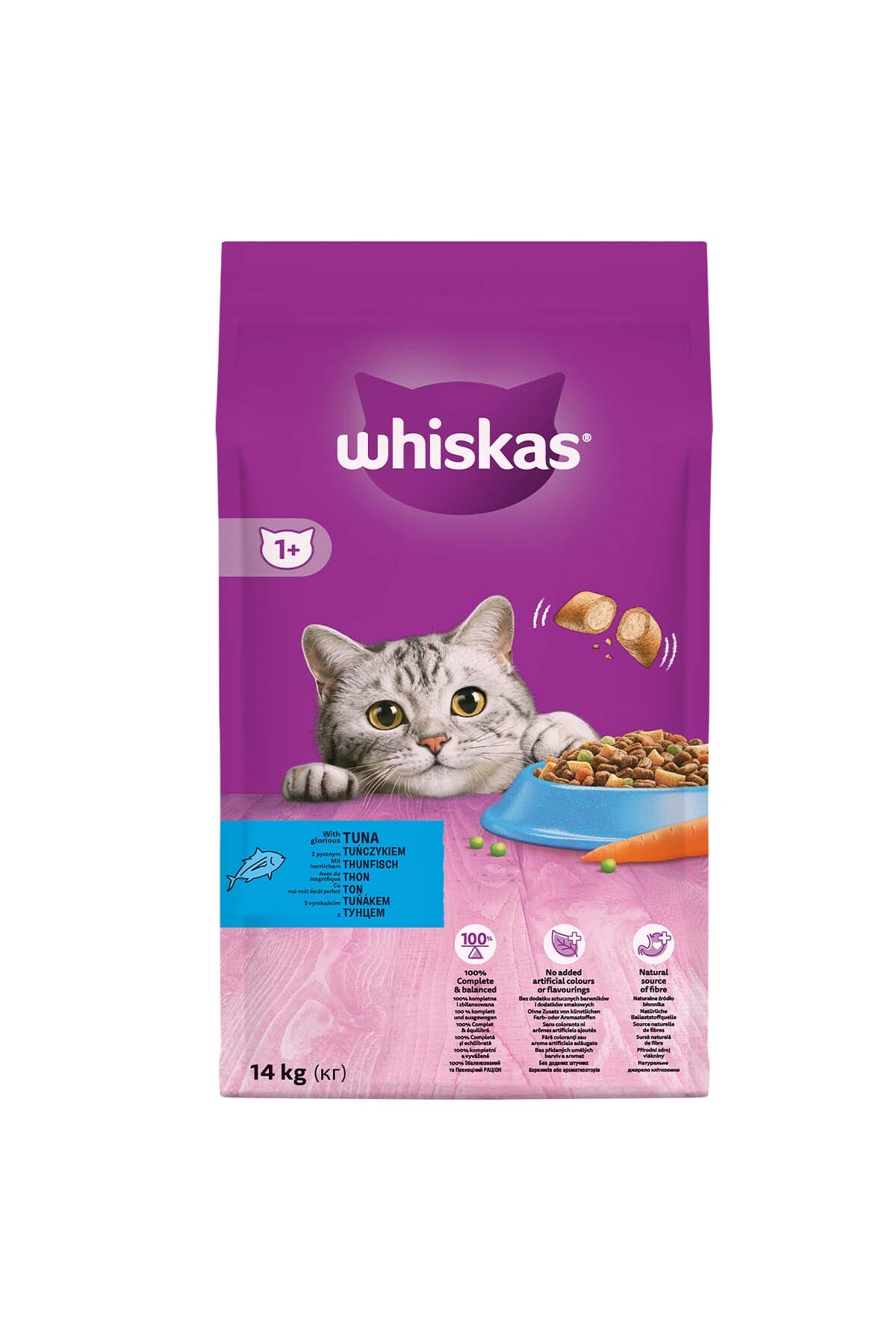 غذای گربه بالغ ویسکاس Whiskas با تن ماهی و سبزیجات، ۱۴ کیلوگرم