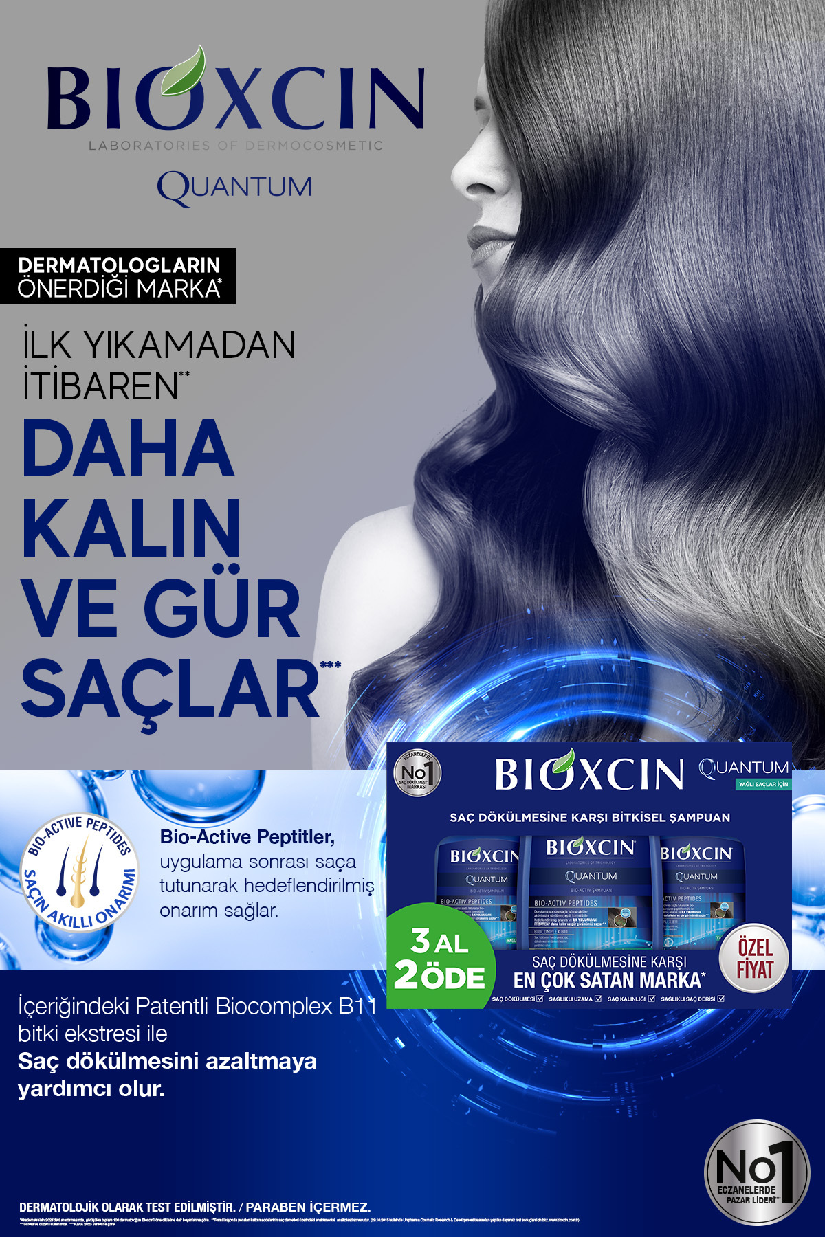 شامپو مردانه و زنانه کوانتومی 3 برای موهای روغنی 2 مصرف کنید Bioxcin