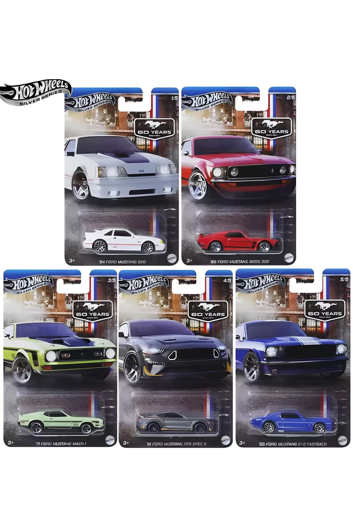 ماشین اسباب بازی ست کارت بلند موستانگ سری نقره ای 60.YEARS & YEAR 5 HOT WHEELS