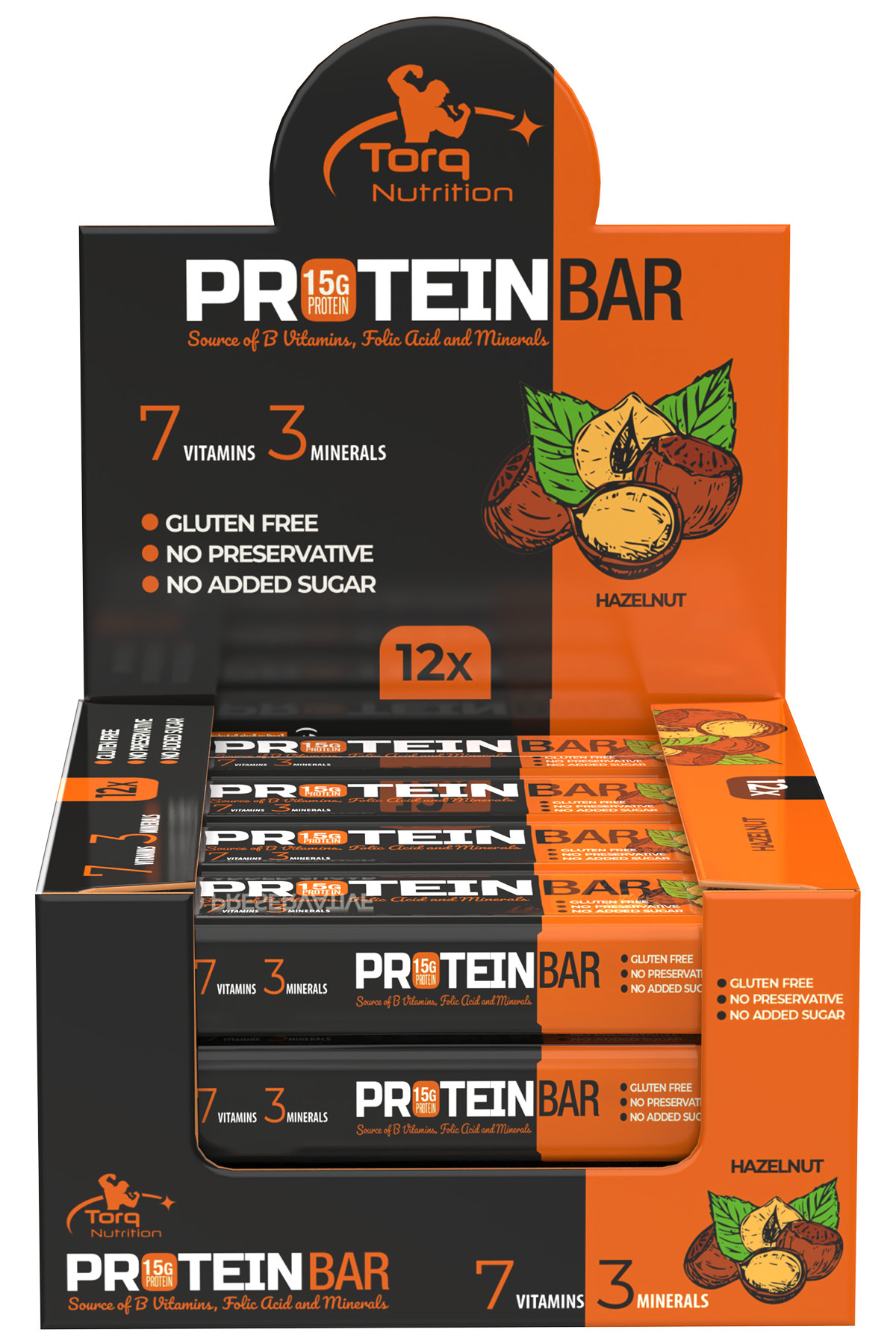 پروتئین بار فندق نواری پروتئینی 50 گرم در 12 عدد اورجینال Torq Nutrition