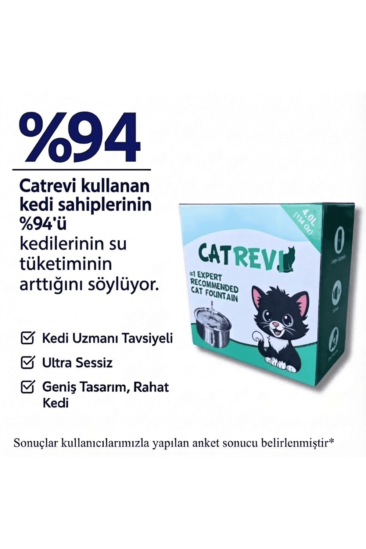آبخوری فواره‌ای ۴ لیتری استیل سگ و گربه کاترِوی Catrevi، مدل Supınarı4L