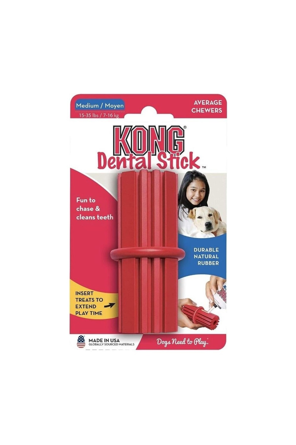 اسباب‌بازی سگ Dental Stick از کونگ KONG، سایز Medium، ۱۰ سانتی‌متر، چندرنگ