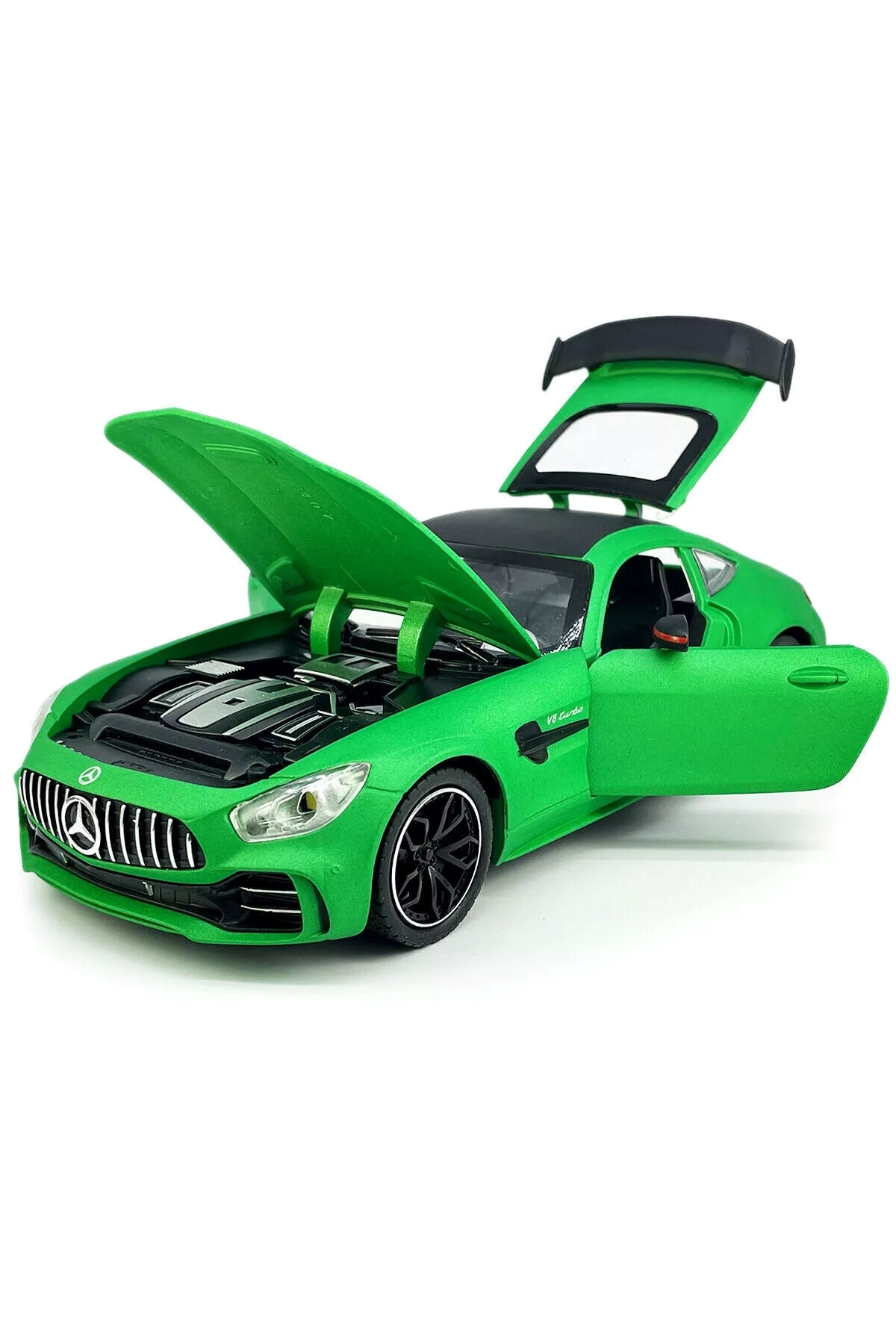 مدل خودرو مرسدس بنز AMG GTR ماشین V8 توربو با درهای باز چراغ و صدا اورجینال scntoys