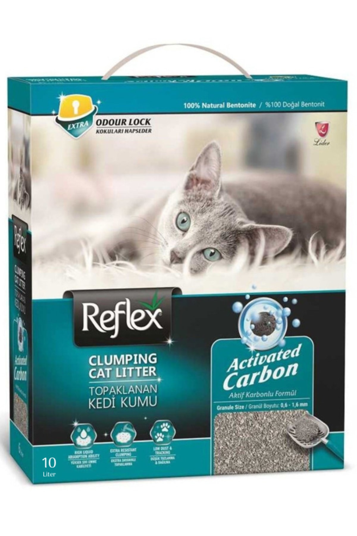 خاک گربه گلوله‌شونده رفلکس Reflex با کربن فعال، ۱۰ لیتر، مدل RFXAK10