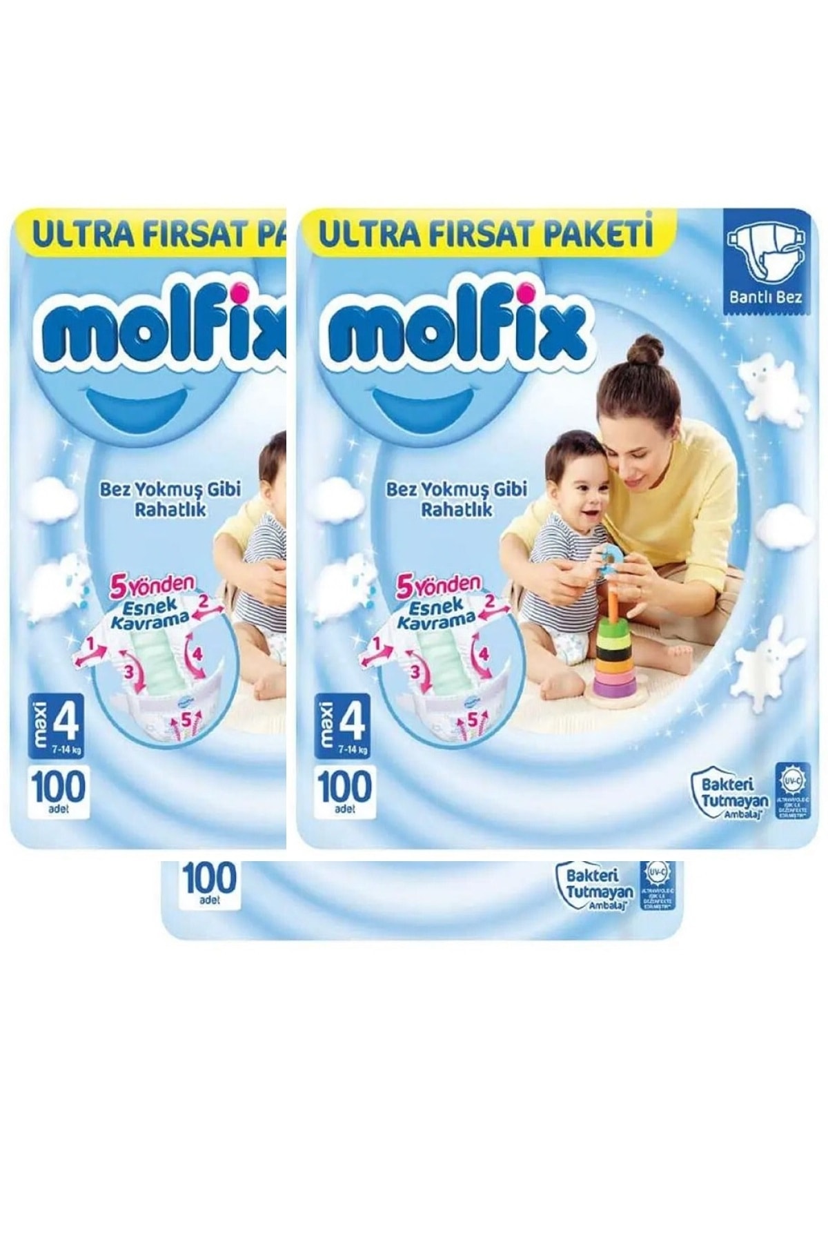 پوشک بچه ULTRA OPPORTUNITY PACKAGE MAXI 4 NO. 100 PCS 3 PKT اورجینال Molfix