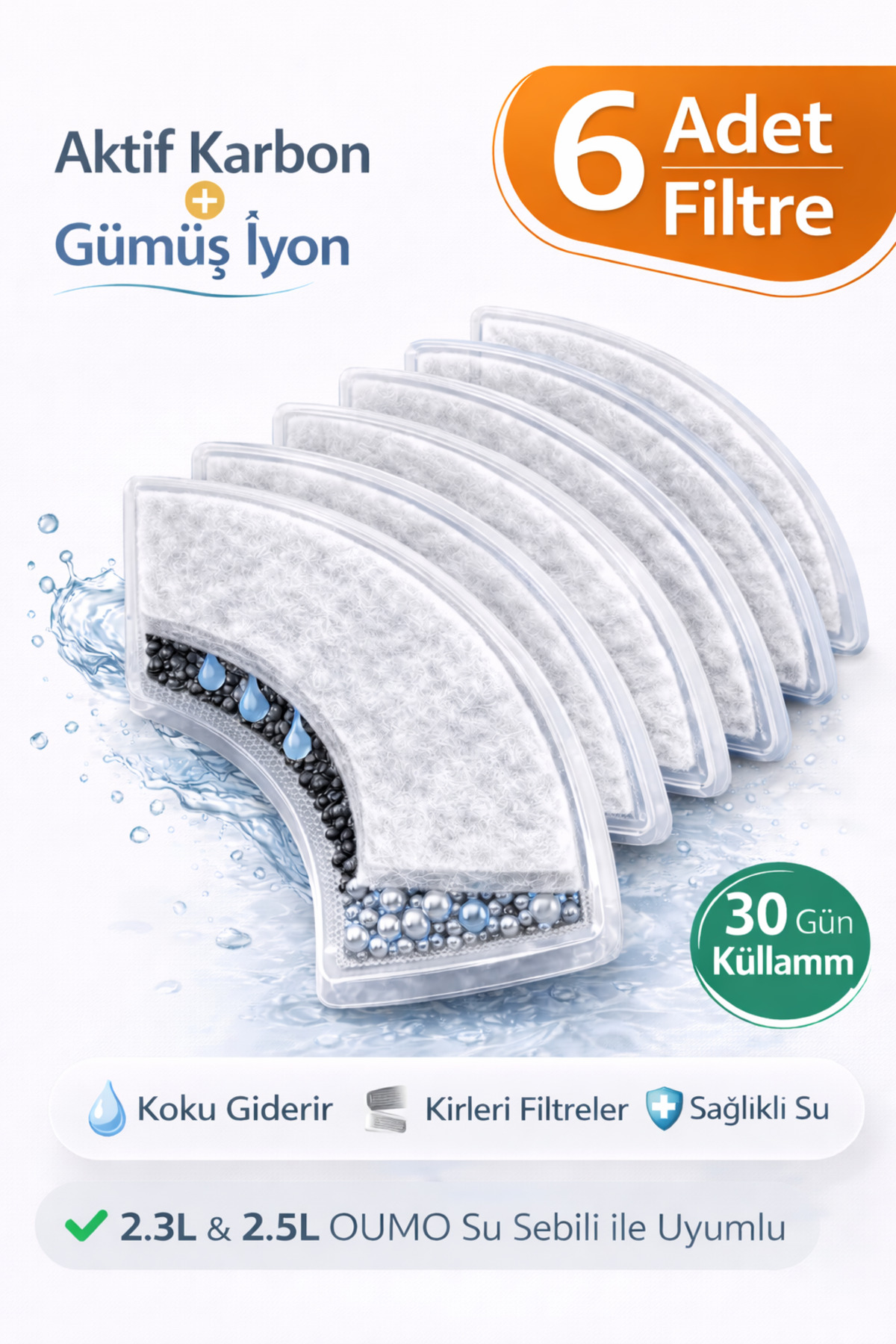فیلتر یدکی آبخوری گربه اومو Oumo، بسته ۶ عددی