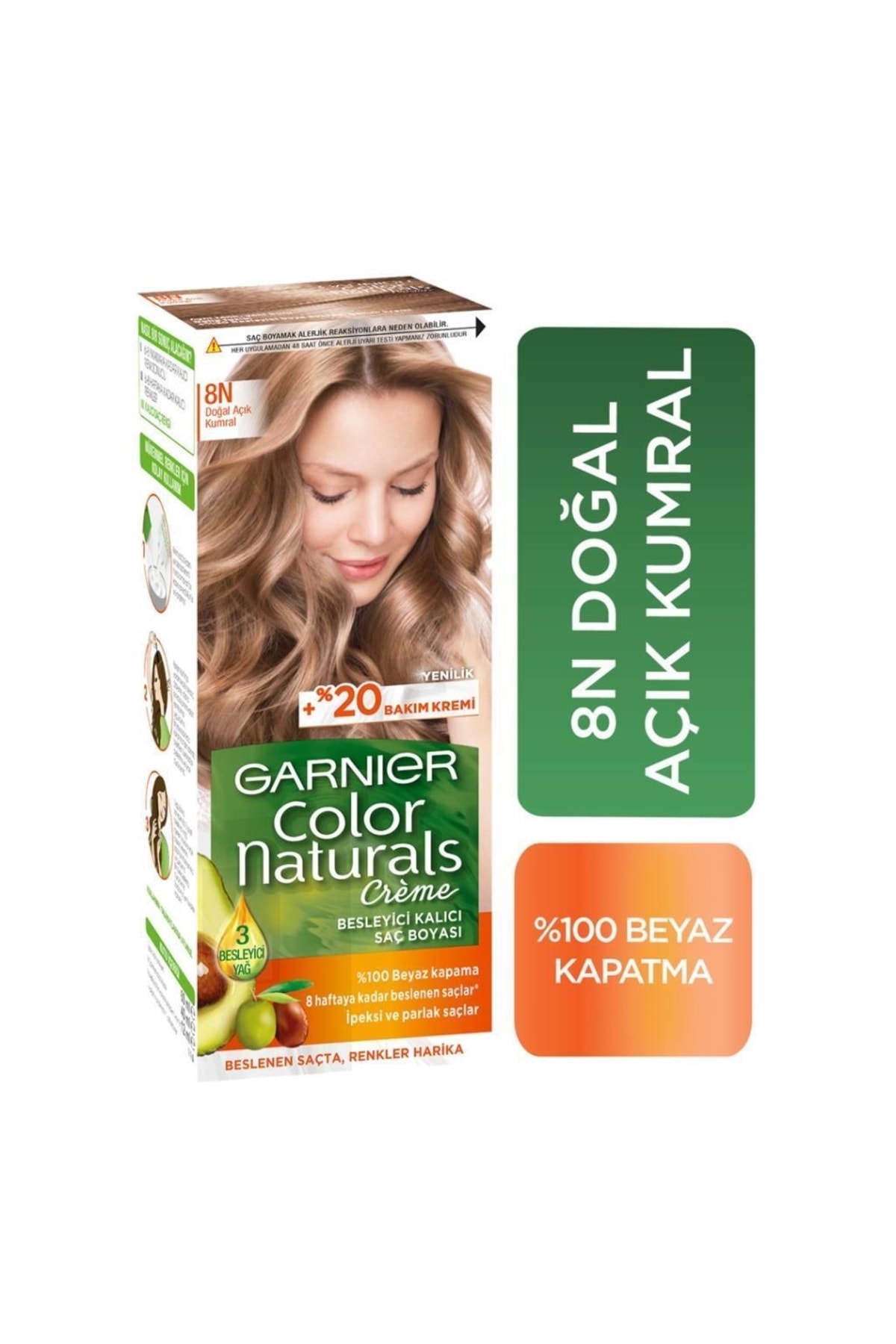 رنگ مو مردانه و زنانه طبیعی 8N باز اورجینال Garnier