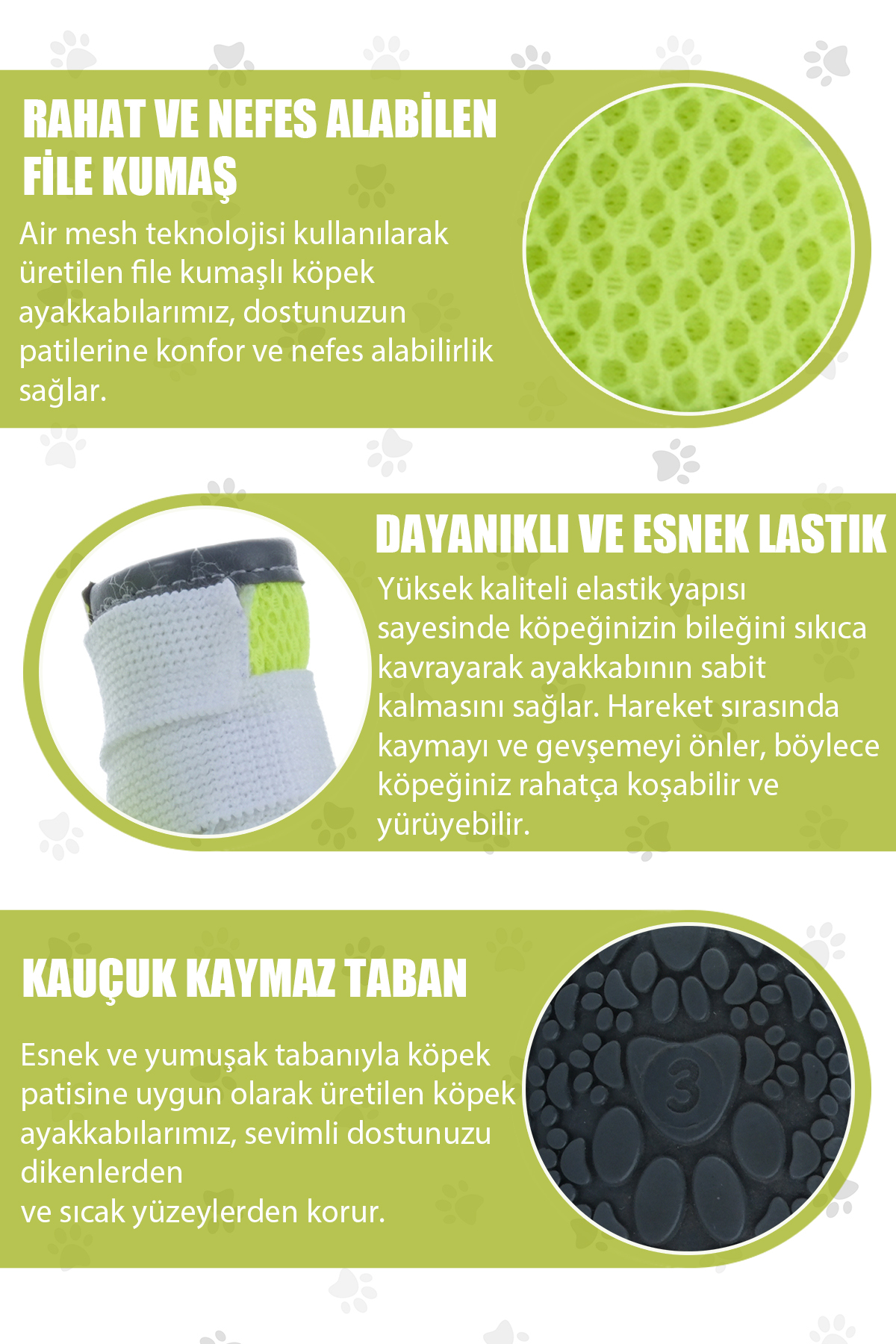 کفش سگ پاوپرینتس PawPrints مدل PPLASTİK01 با زیره لاستیکی ضدلغزش، سبز