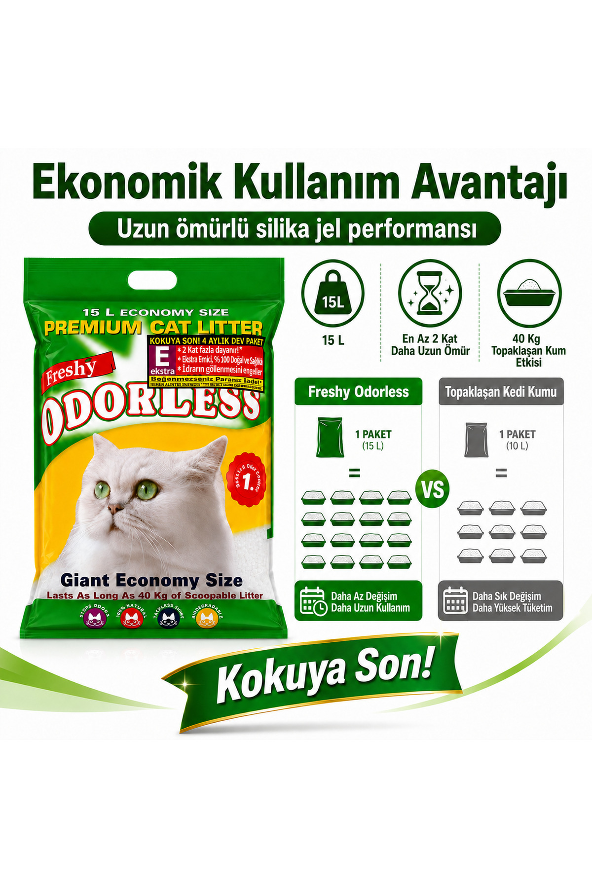 خاک گربه کریستالی اکسترا بدون بو فرشی Freshy، ۶ کیلوگرم