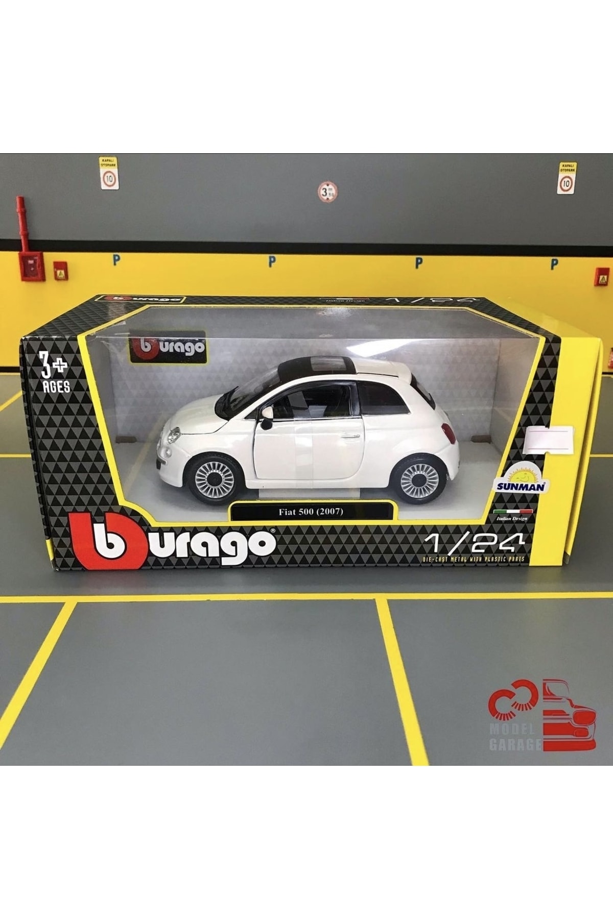 مدل خودرو FIAT 500 2007 1 24 SCALE DIECAST METAL CAR اورجینال Burago