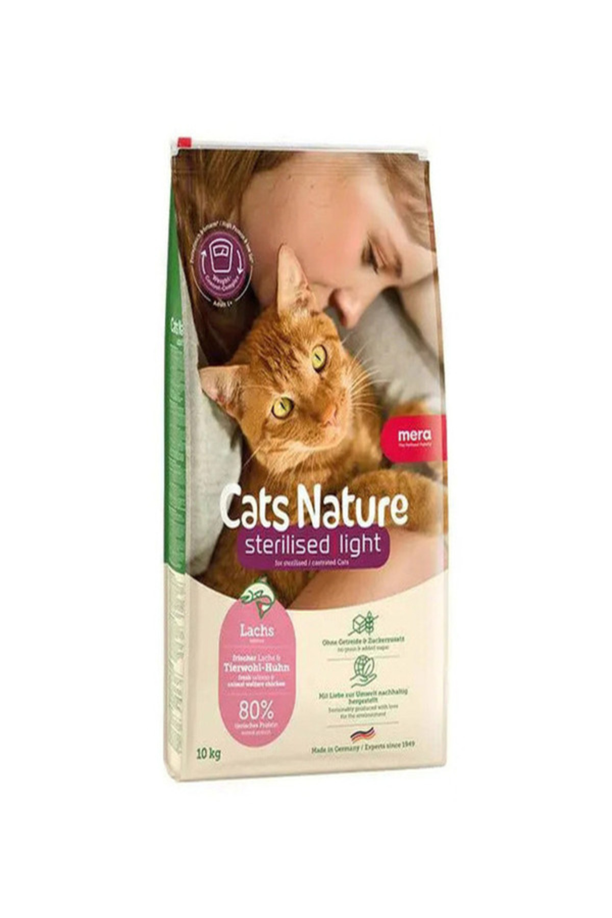 غذای خشک گربه عقیم‌شده با طعم سالمون مرا Mera Cats Nature، ۲ کیلوگرم