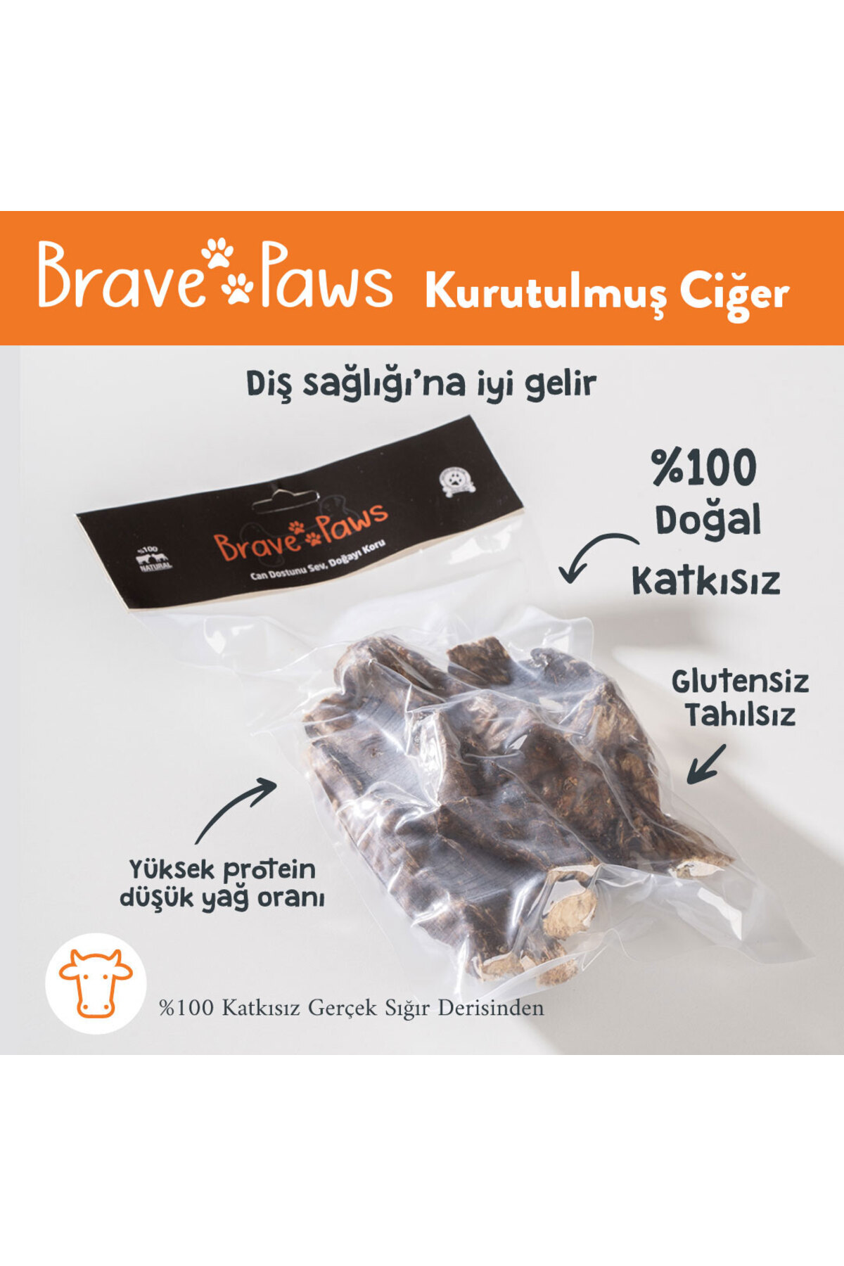 تشویقی سگ بریو پاوز BRAVE PAWS، استیک جگر گاو خشک‌شده ۱۰۰ گرمی