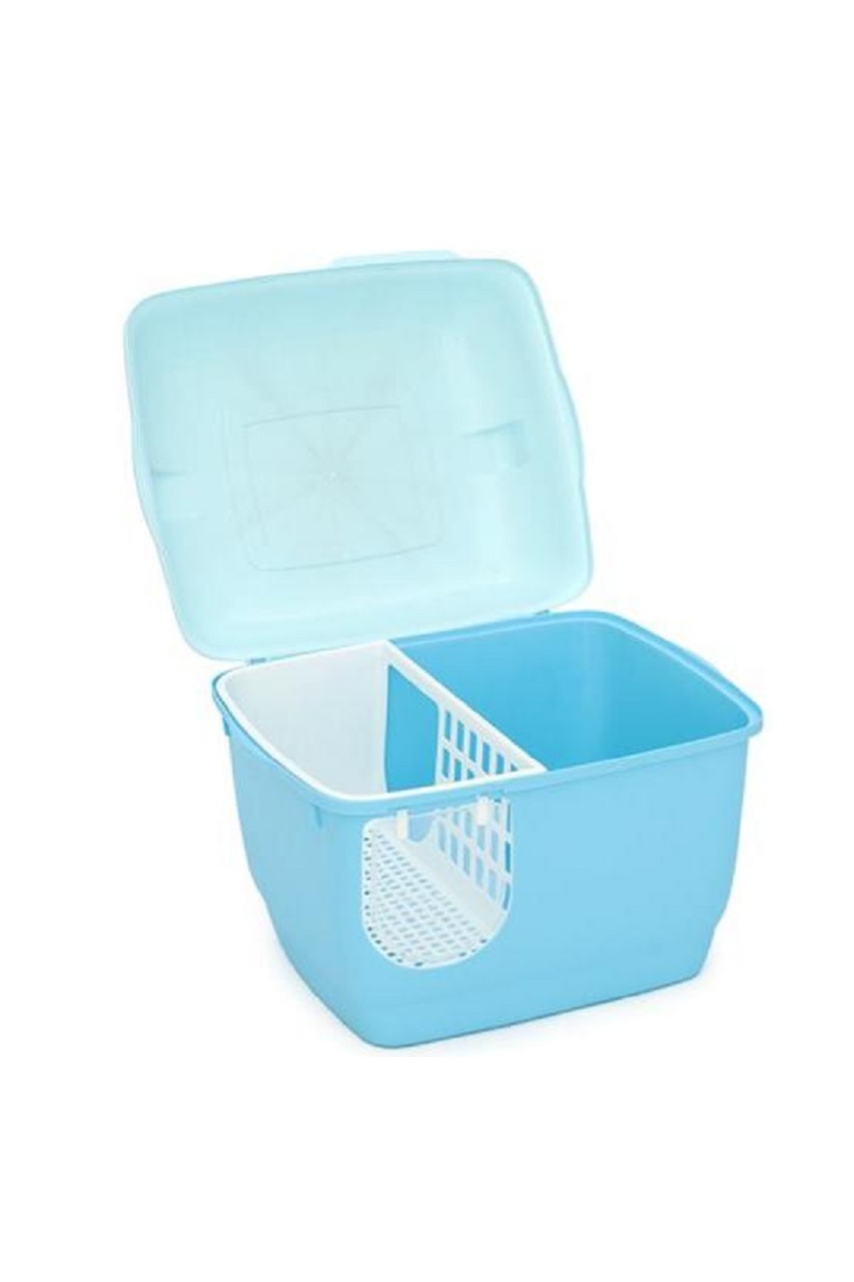 توالت سرپوشیده گربه پتس هوم PETS HOME مدل MSP-102 با راهروی تمیزکننده پنجه، بزرگ، آبی