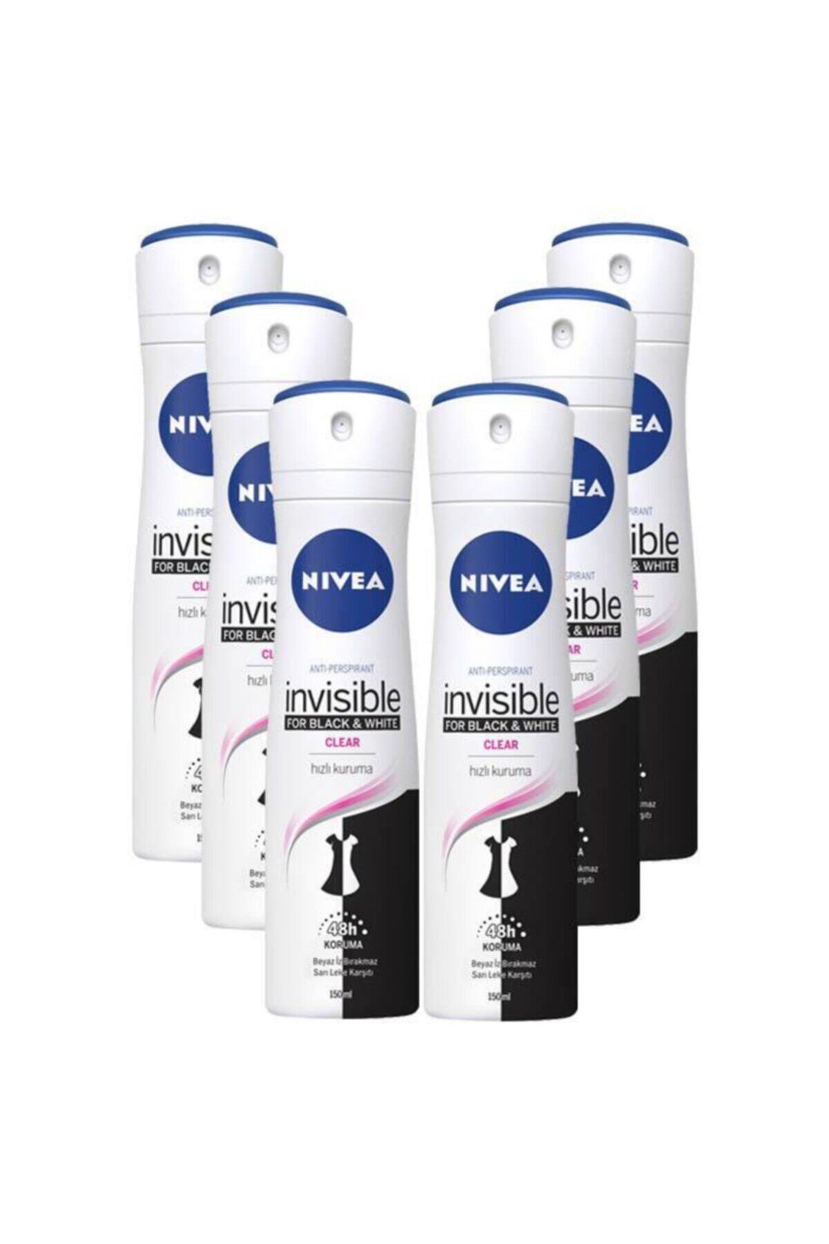 NIVEA اسپری ضد تعریق شفاف مخفی سیاه و سفید زنانه 150 میلی لیتر * 6 عدد