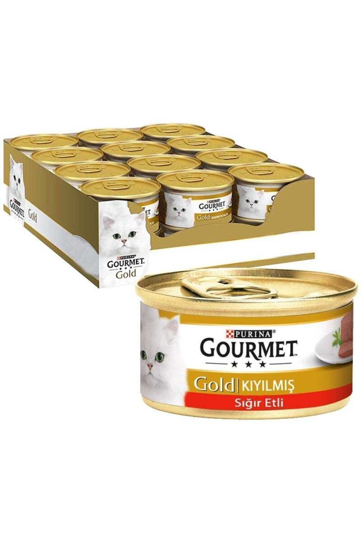کنسرو غذای گربه بالغ گورمت Gourmet Purina Gold با گوشت گاو خردشده، بسته ۲۴ عددی ۸۵ گرمی