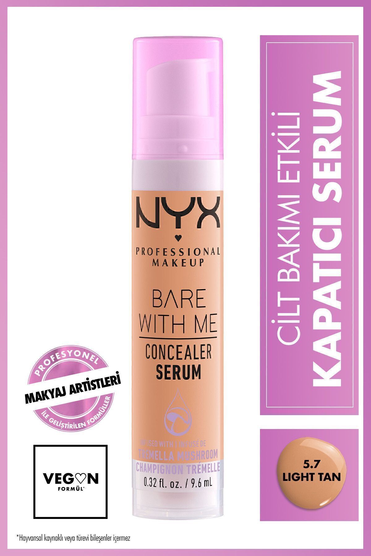 کانسیلر سرم روشن کننده نیکس برنزه کننده 5.7Bare With Me Kapatıcı Serum 5.7 Light Tan Concealer