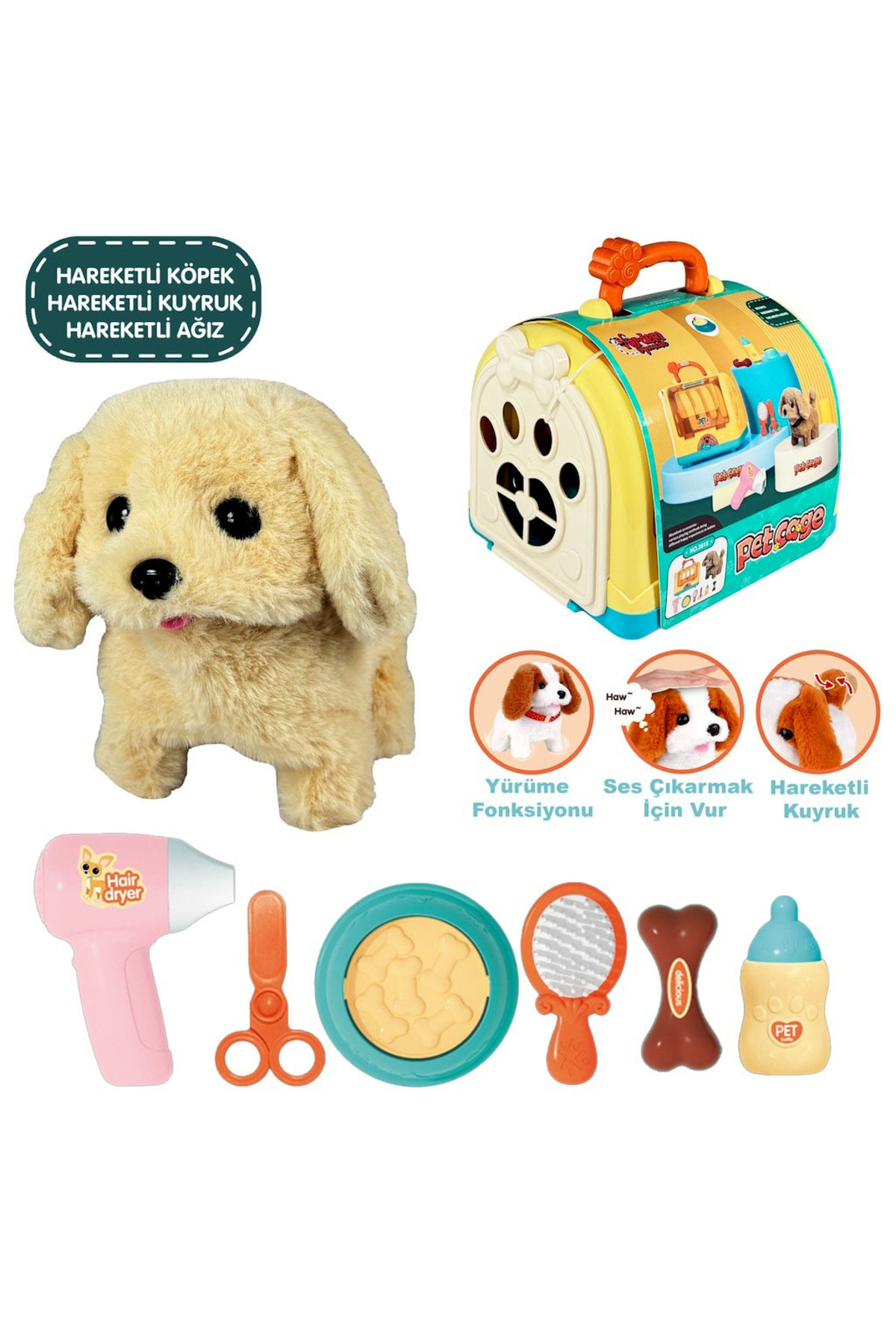 عروسک های اسباب بازی و لوازم جانبی JND 3615 ست سگ با باتری متحرک کیف حمل PET SHOP فراوان SAZE