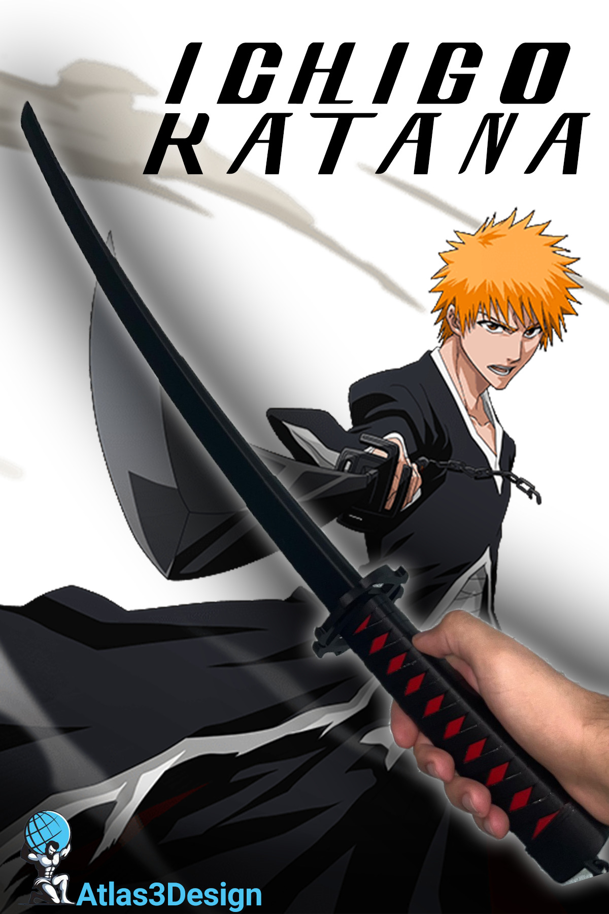 فیگور کاتانای تاشو | سفید کننده KUROSAKI ICHIGO ZANPAKUTOU BANKAI 90 سانتی متر از ترکیه Atlas3Design