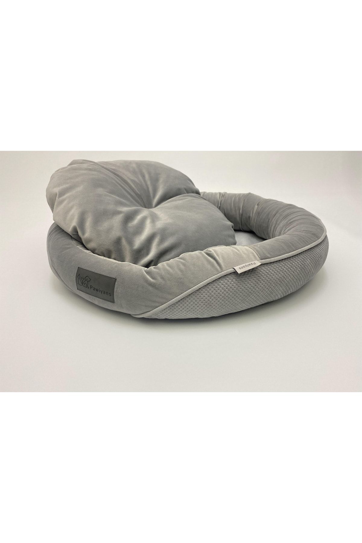 جای خواب حلقه‌ای گربه و سگ پاویانس PAWİYANS مدل P10390 خاکستری