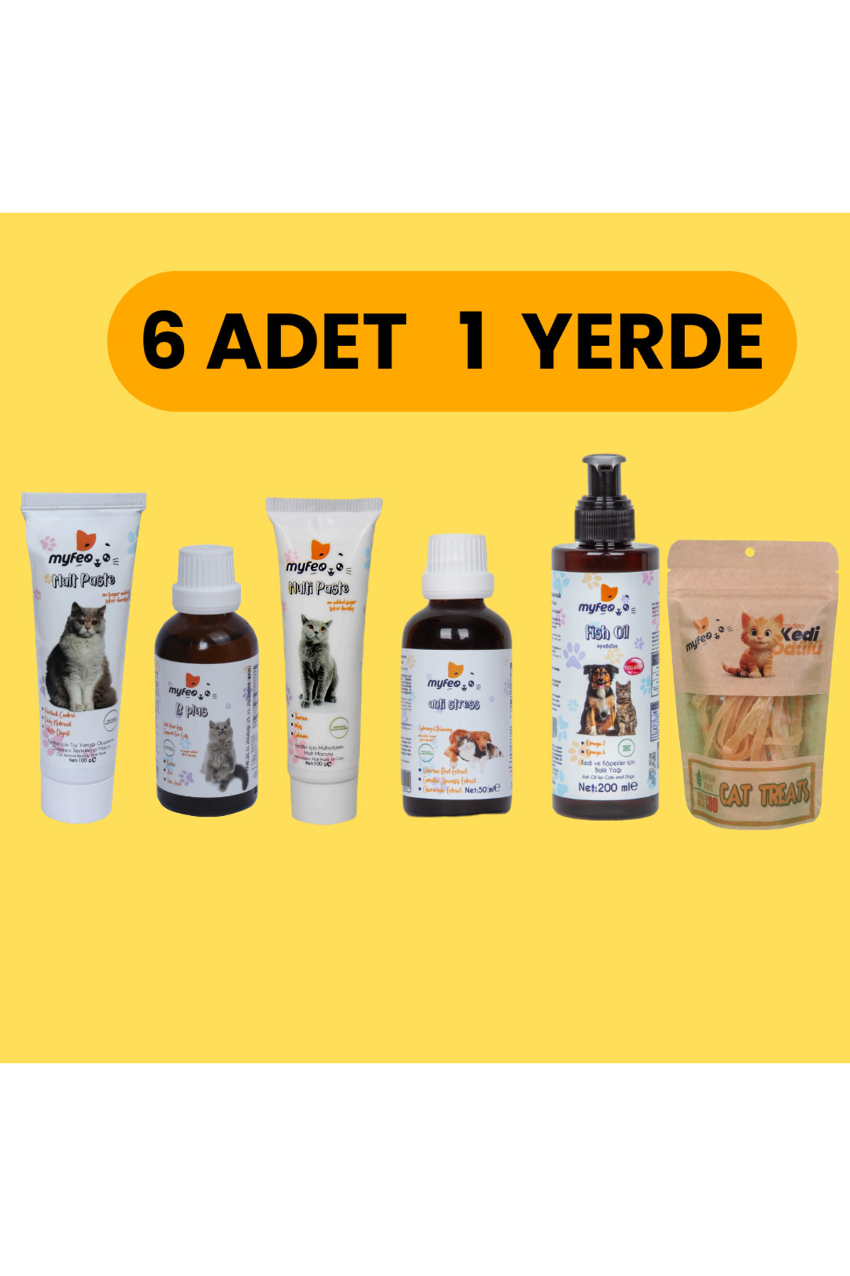 ویتامین گربه میفئو MYFEO، بسته ۶ عددی، فرم خمیری