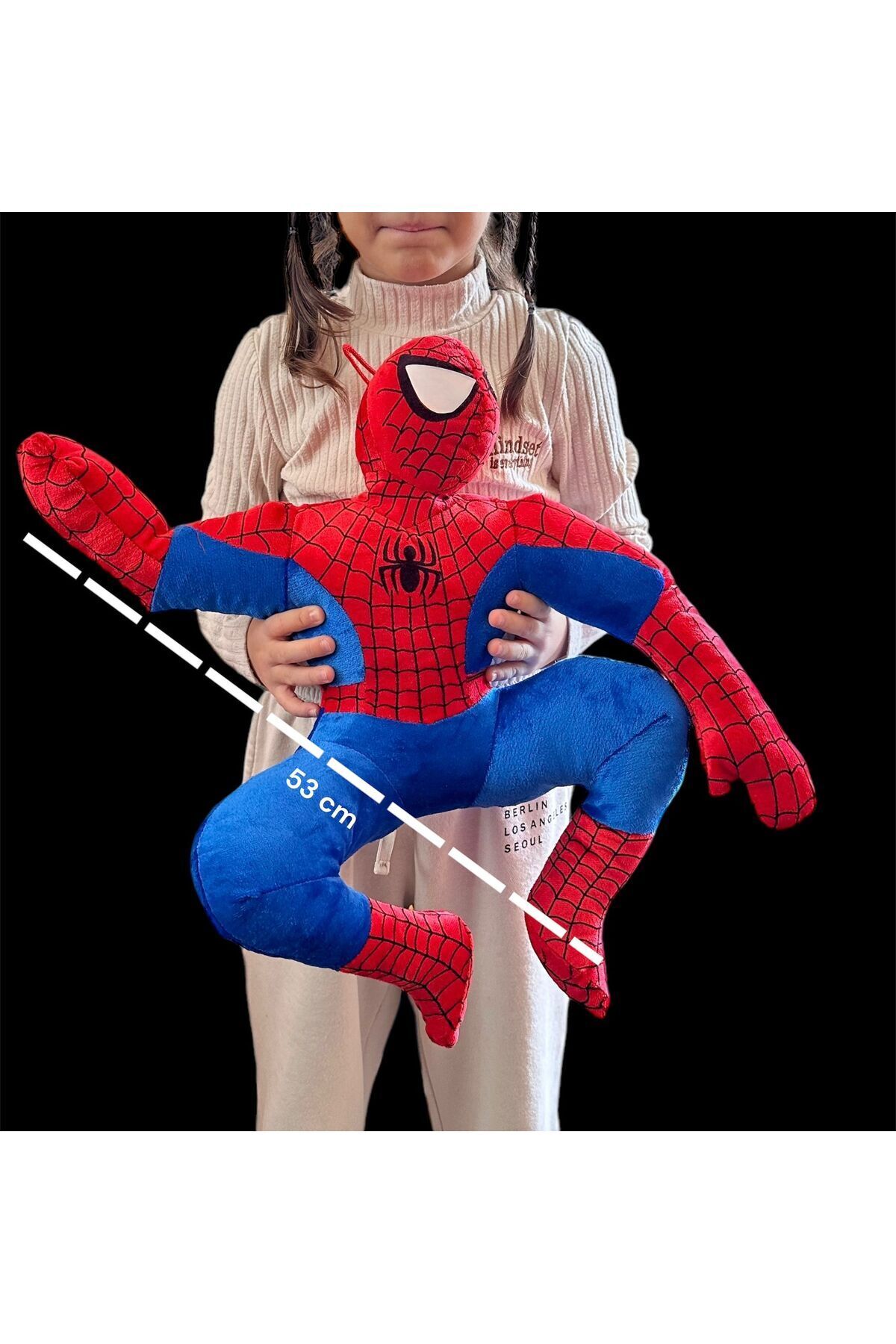 اسباب بازی های پشمی SPIDERMAN مخملی با کیفیت سایز غول پیکر نور و صدا 53 سانتی متر Ailenizin Oyuncakçısı