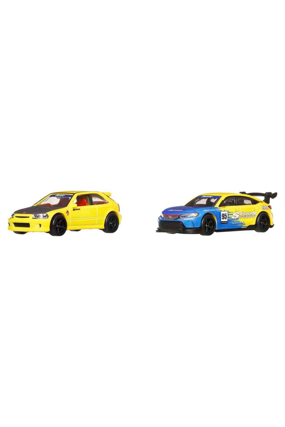 ماشین اسباب بازی 1:64 WHEELS HOT PREMIUM CAR CURTURE 2 PACK HBL96 99 HONDA CIVIC TYPE R و هات ویلز اورجینال HOT WHEELS