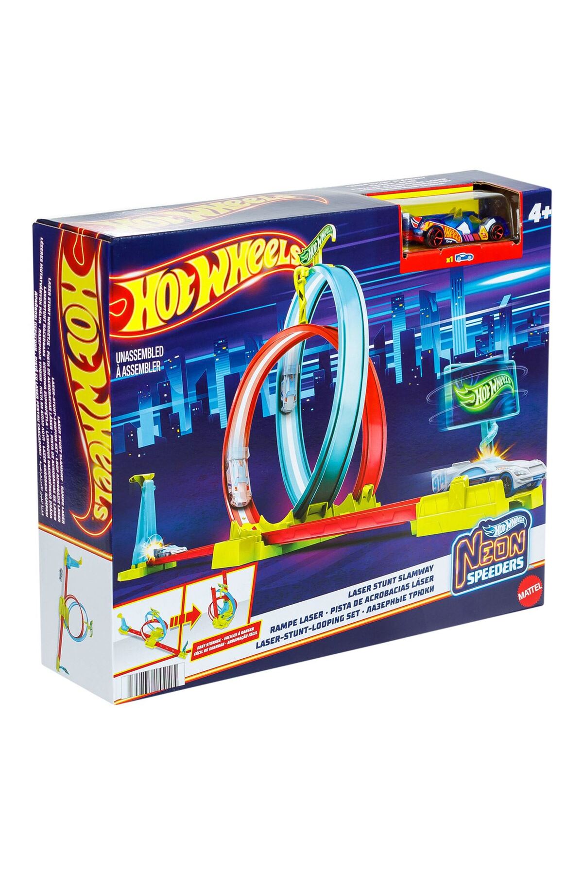 ماشین اسباب بازی NEON SPEEDERS LASER RAMP هوازی HPC05 هات ویلز اورجینال HOT WHEELS