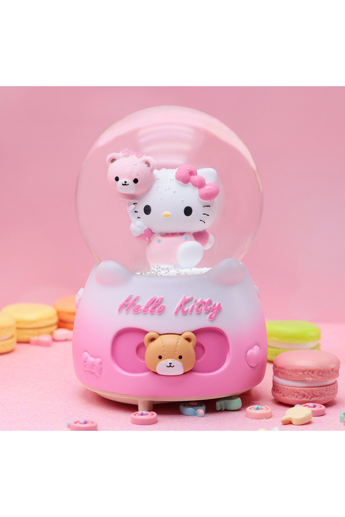 گوی برفی HELLO KITTY SNOW GLOBE سایز متوسط ​​با چراغ موسیقی صورتی 12X8 از ترکیه Livava