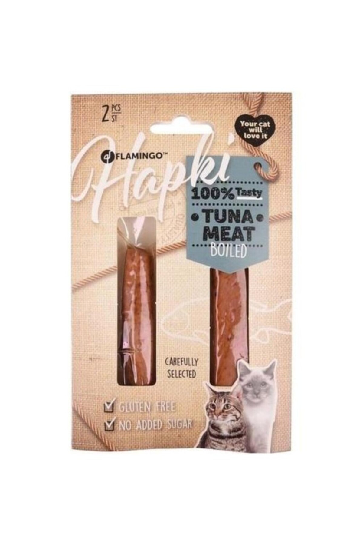 تشویقی گربه با گوشت تن پخته فلامینگو Flamingo Hapki، بسته ۲ عددی 35 Gr