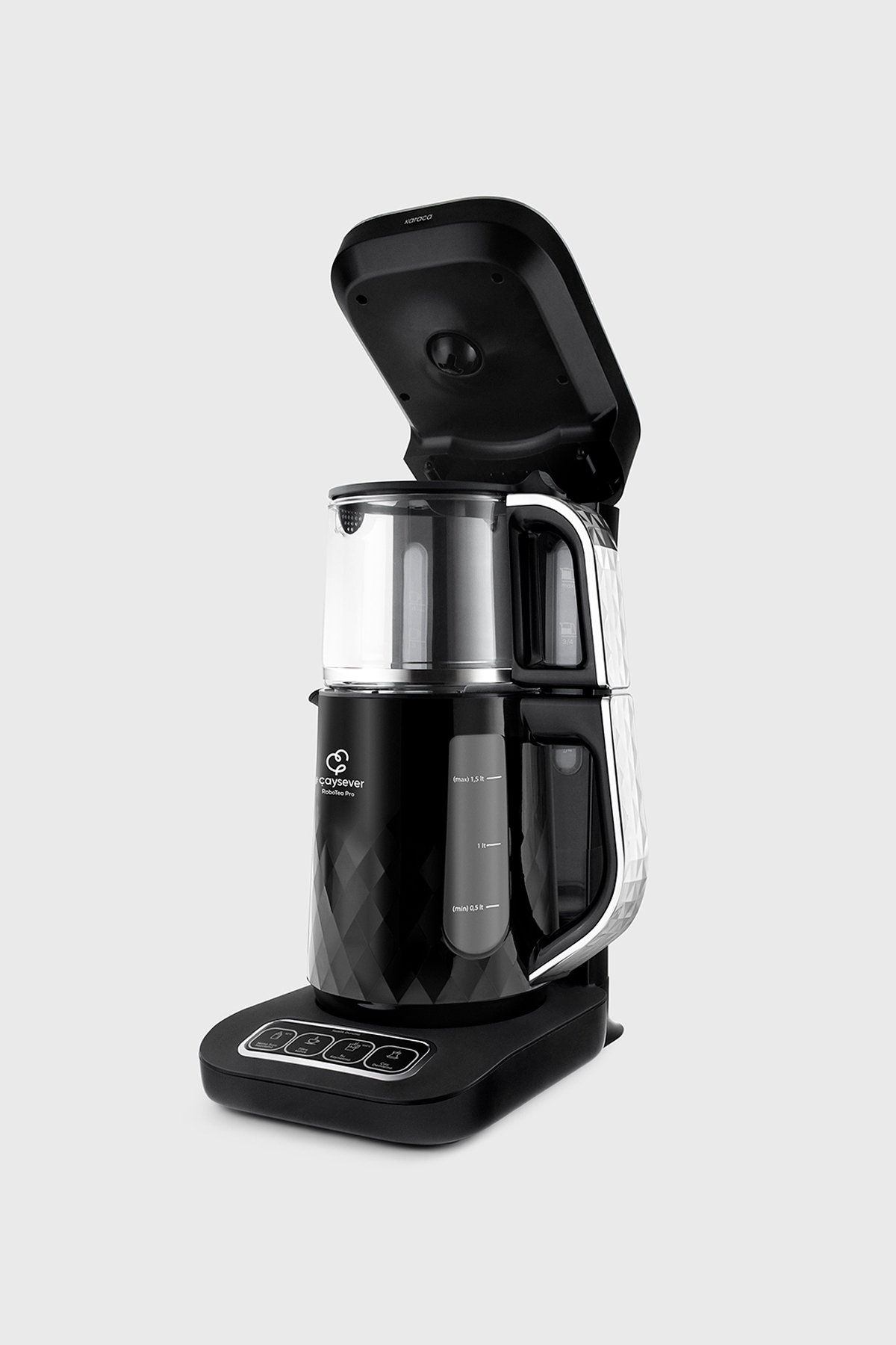 چای ساز ROBOTEA PRO QUARTZ 4 IN 1 TALKING TEA MACHINE مشکی CHROME اورجینال Karaca