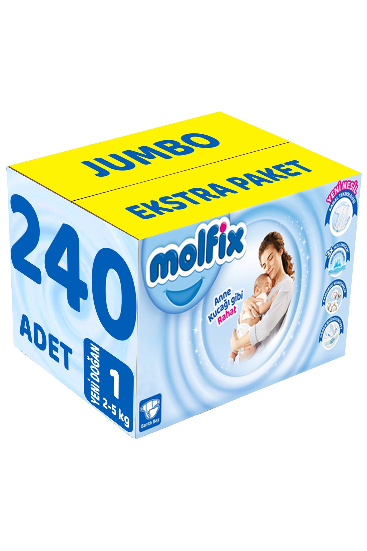 پوشک بچه سایز بچه: 1 2 تا 5 کیلوگرم نوزاد 240 تکه جامبو اکسترا پی کی اورجینال Molfix