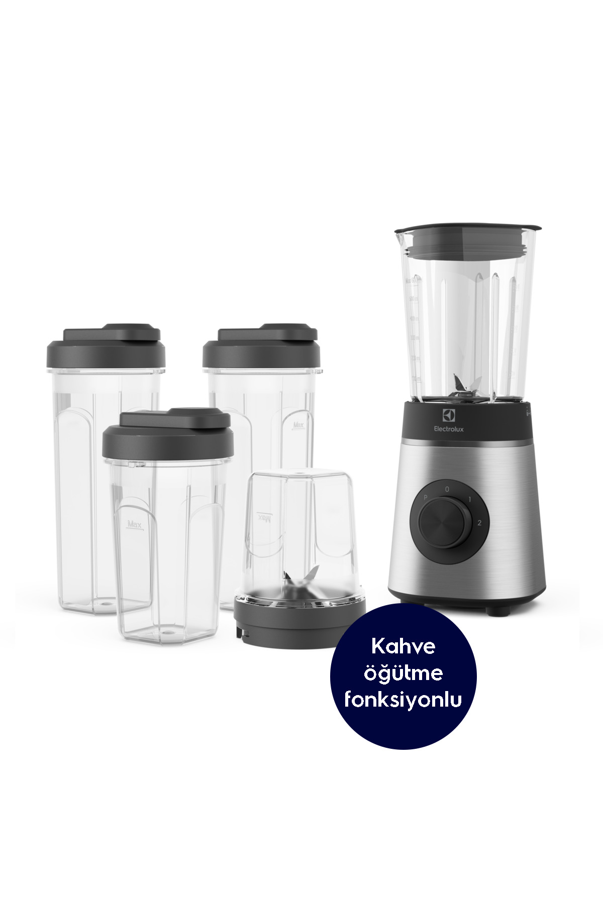 ست مخلوط کن E4CB1 6ST 4 کننده اسموتی آسیاب قهوه و ادویه 350 وات تیغه فولادی ضد زنگ اورجینال Electrolux