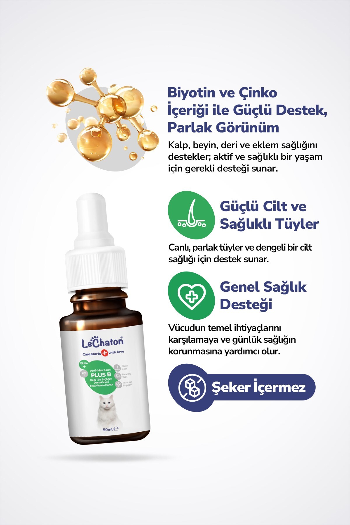 قطره بیوتین و مولتی‌ویتامین گربه لی‌چاتون LeChaton Pet Care