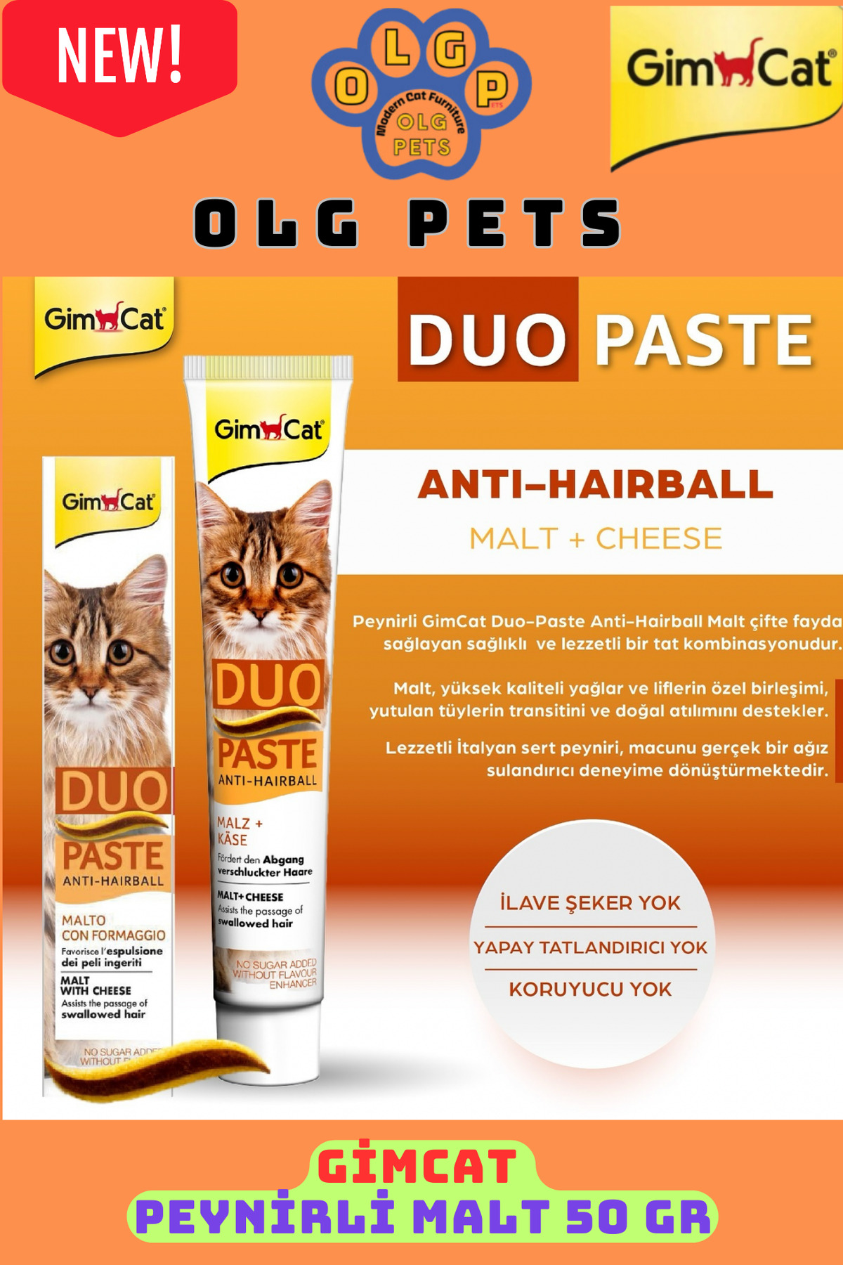 بسته خمیر مالت، ویتامین و شانه گربه گیم‌کت Gimcat و OLG Pets
