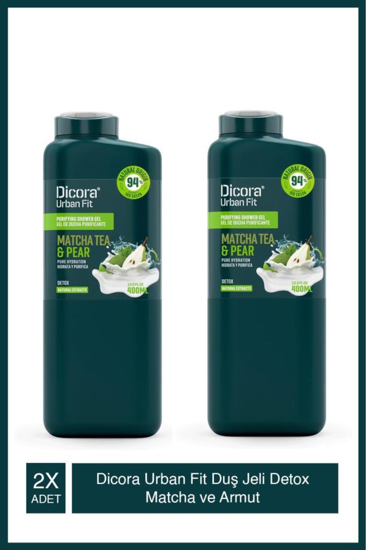ژل دوش دتوکس ماچا و گلابی دیکورا اوربان فیت DICORA URBAN FIT، ۲ عدد ۴۰۰ میلی‌لیتری