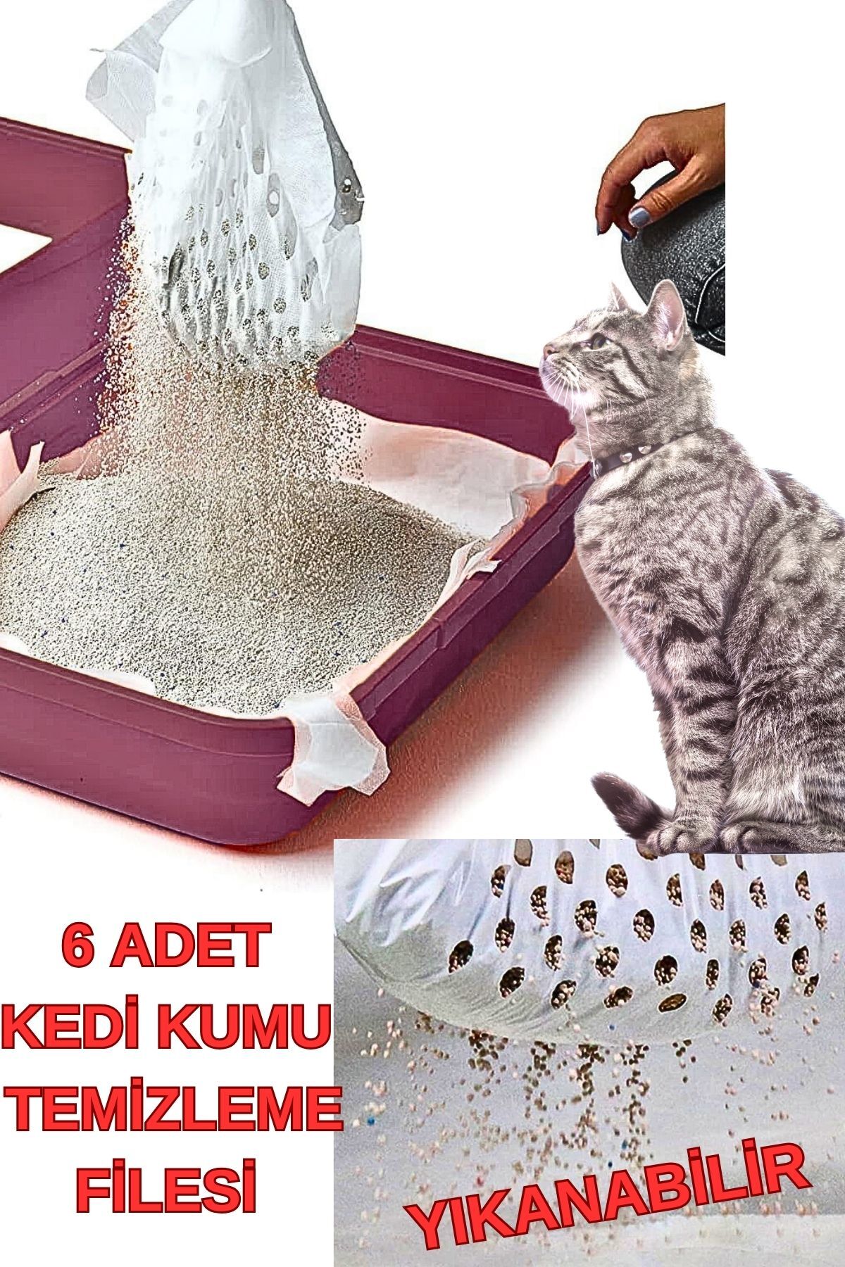 توری تمیزکننده خاک گربه ۶ عددی قابل‌شست‌وشو نورنیووس Nurnivus سفید