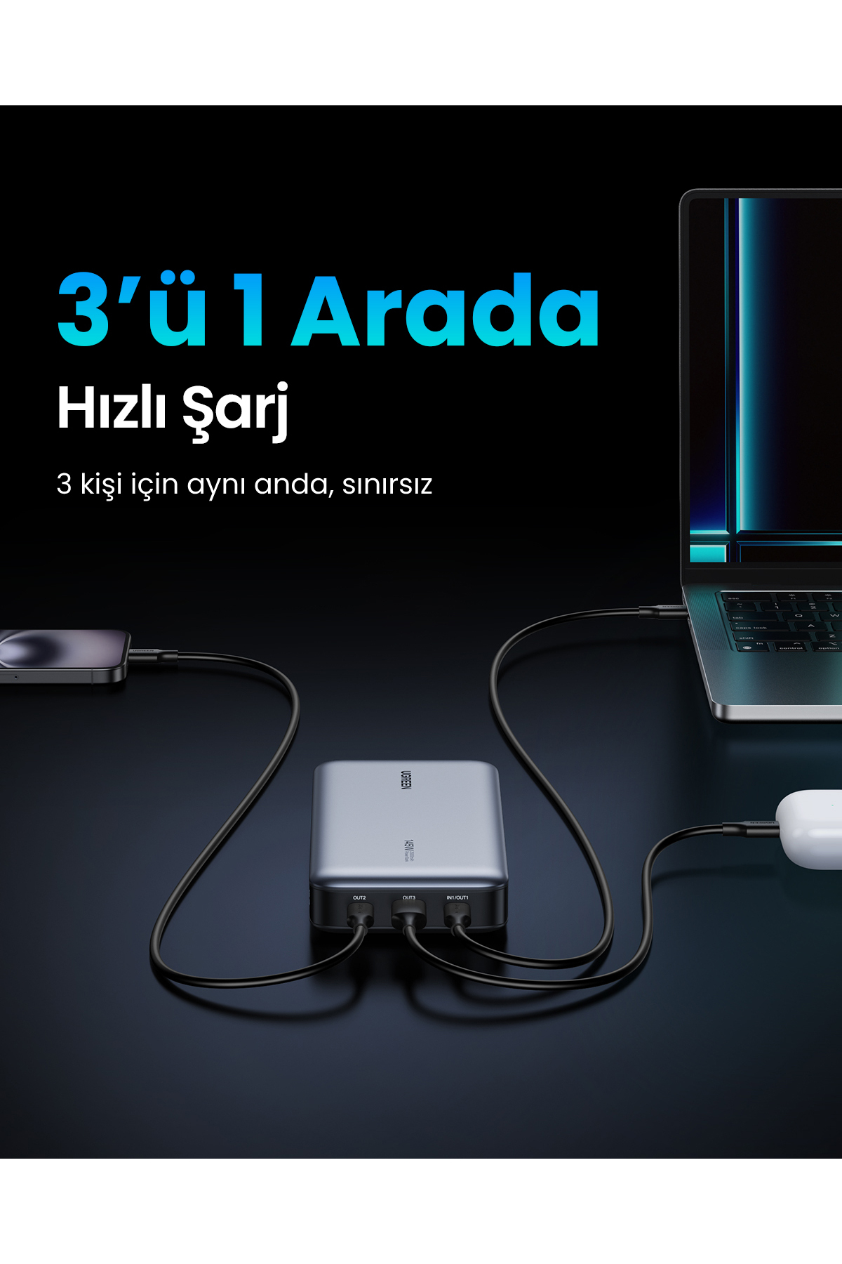 پاوربانک شارژر سریع قابل حمل 25000 میلی آمپر ساعتی PD QC با نشانگر LED PB205 اورجینال Ugreen
