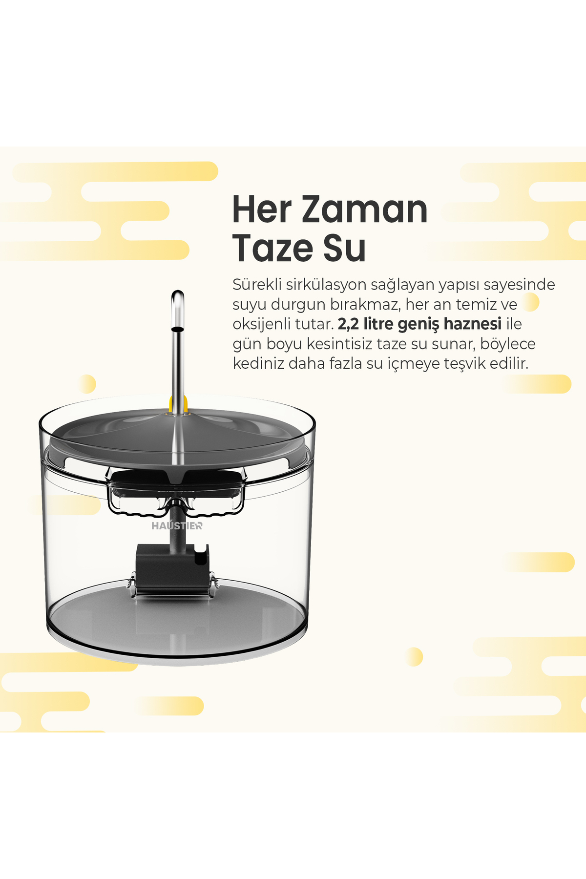 ست ظرف غذای هوشمند و آب‌خوری آب‌نما برای گربه هاوستیر Haustier FW3 مشکی، ۲ تکه