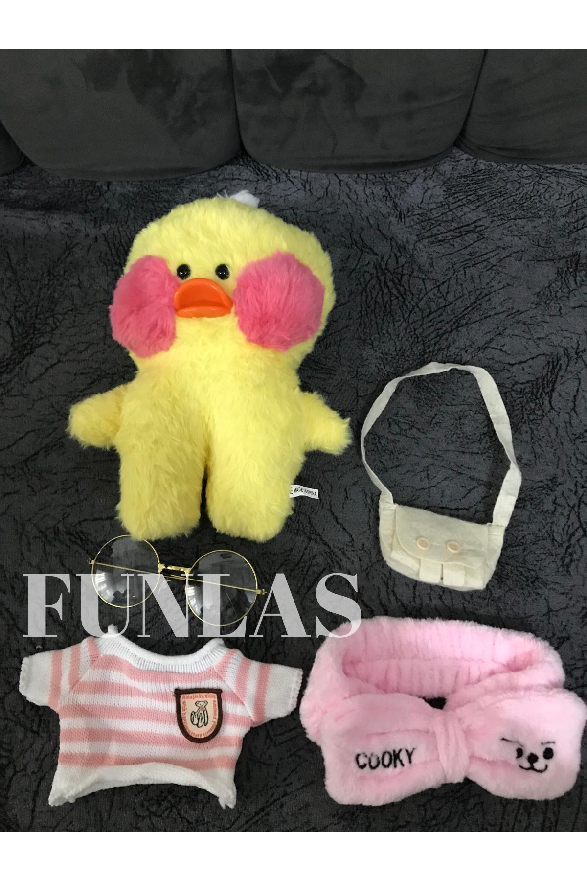 اسباب بازی های پشمی KAWAII LALAFANFAN اردک مخمل دار 30 سانتی متری با لیوان هدیه شیرین Funlas